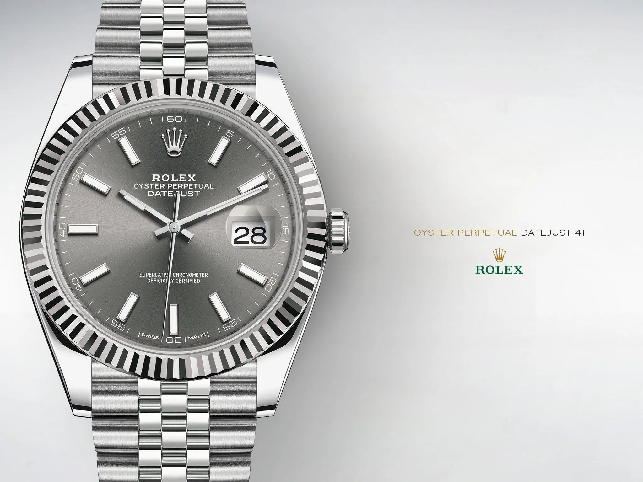 Rolex Datejust Rhodium Dial Fluted Bezel Jubilee Bracelet 