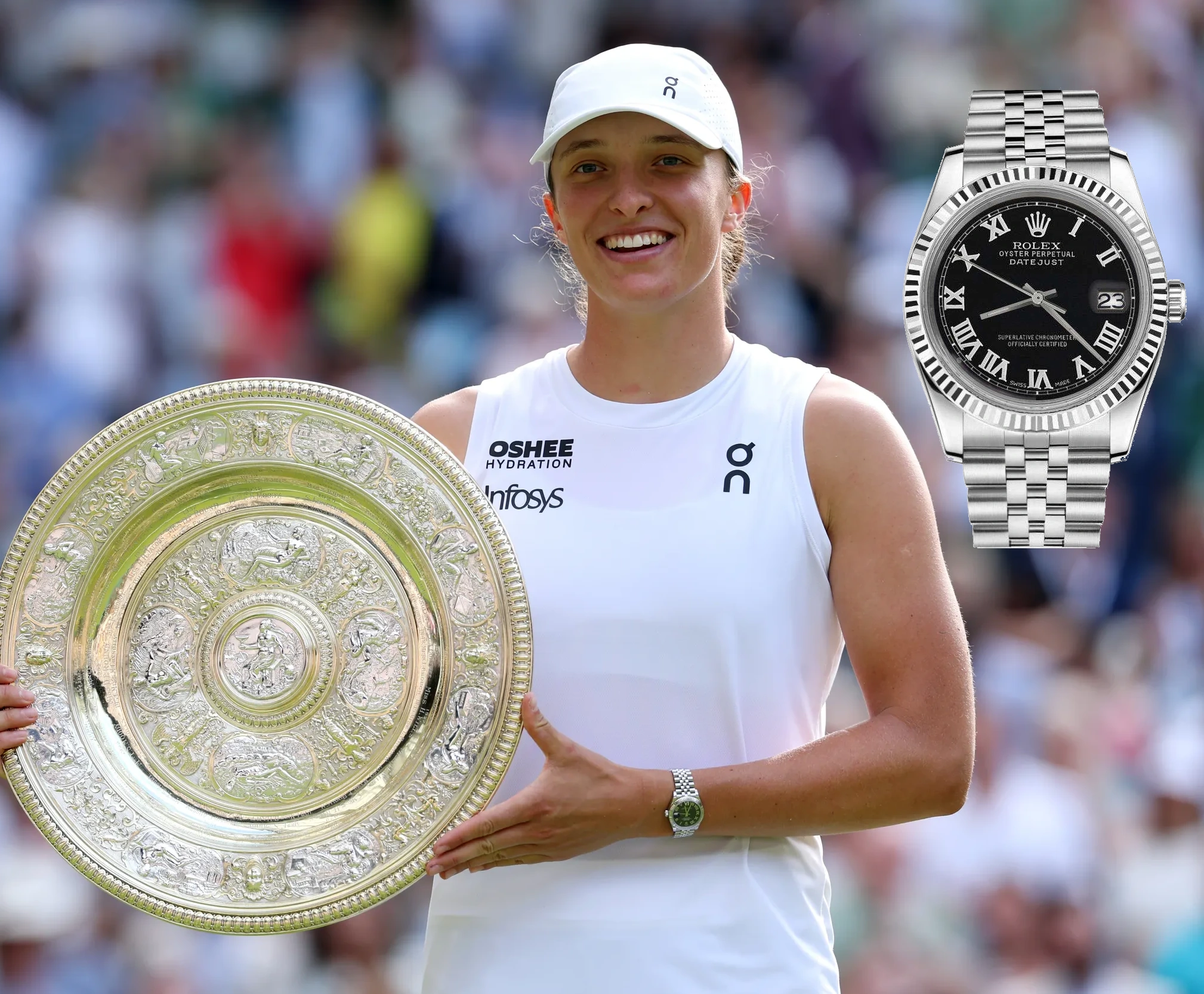 Iga Swiatek wearing Rolex Datejust at Wimbledon 2025