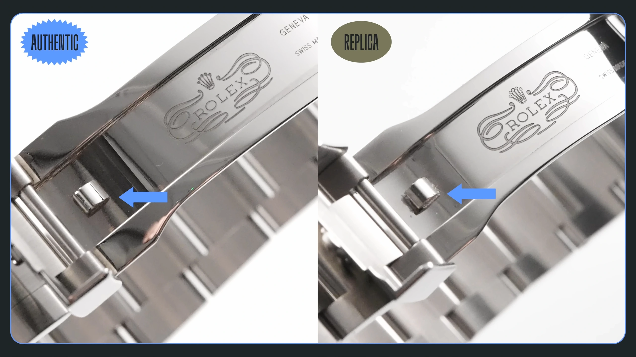 Rolex Submariner clasp hook spot welding detail authentication check