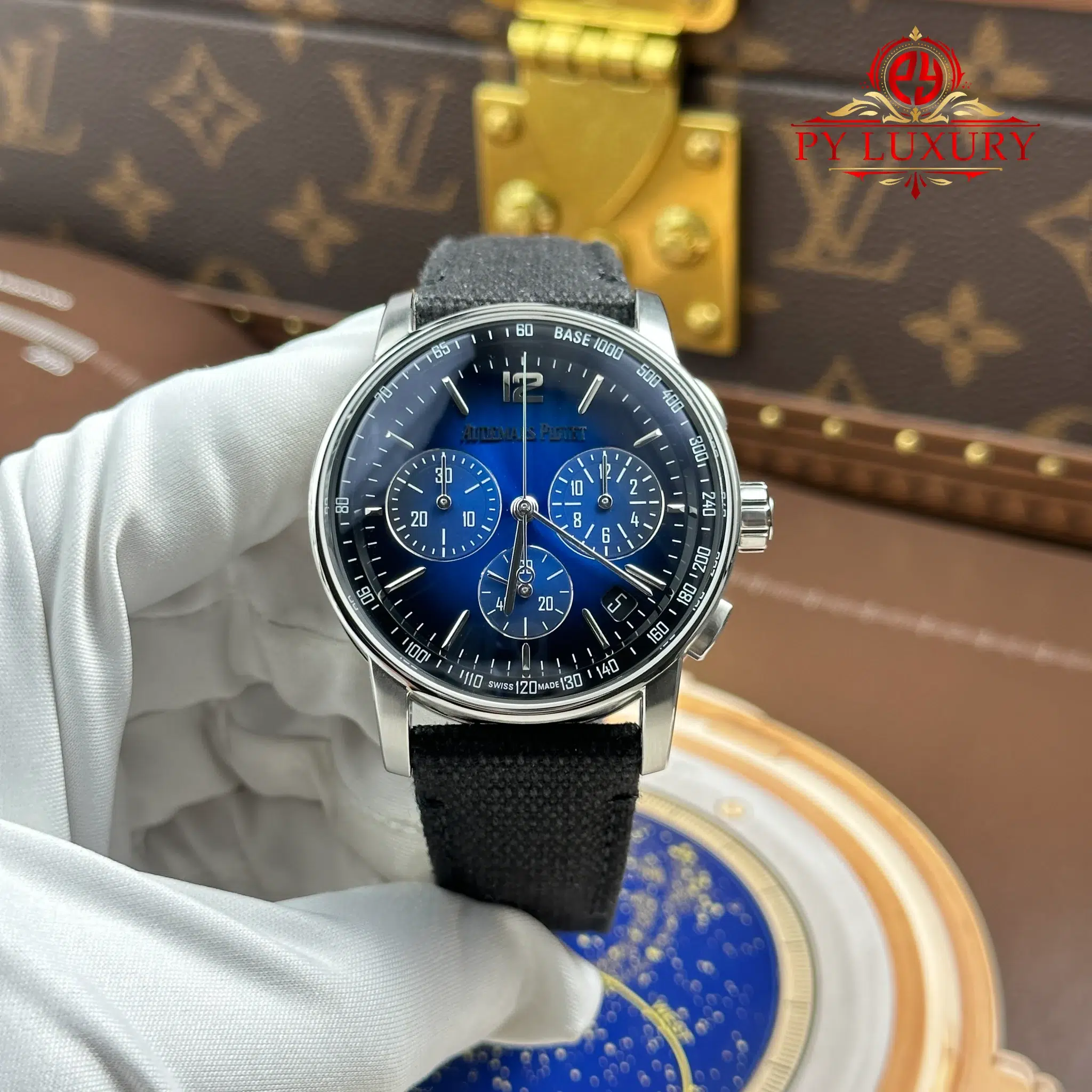 Audemars Piguet Code 11.59 Chronograph 26393BC Smoked Blue Dial Textile Strap 1:1 Best Replica APSF 41mm | WATCHREPLICAEXPERT