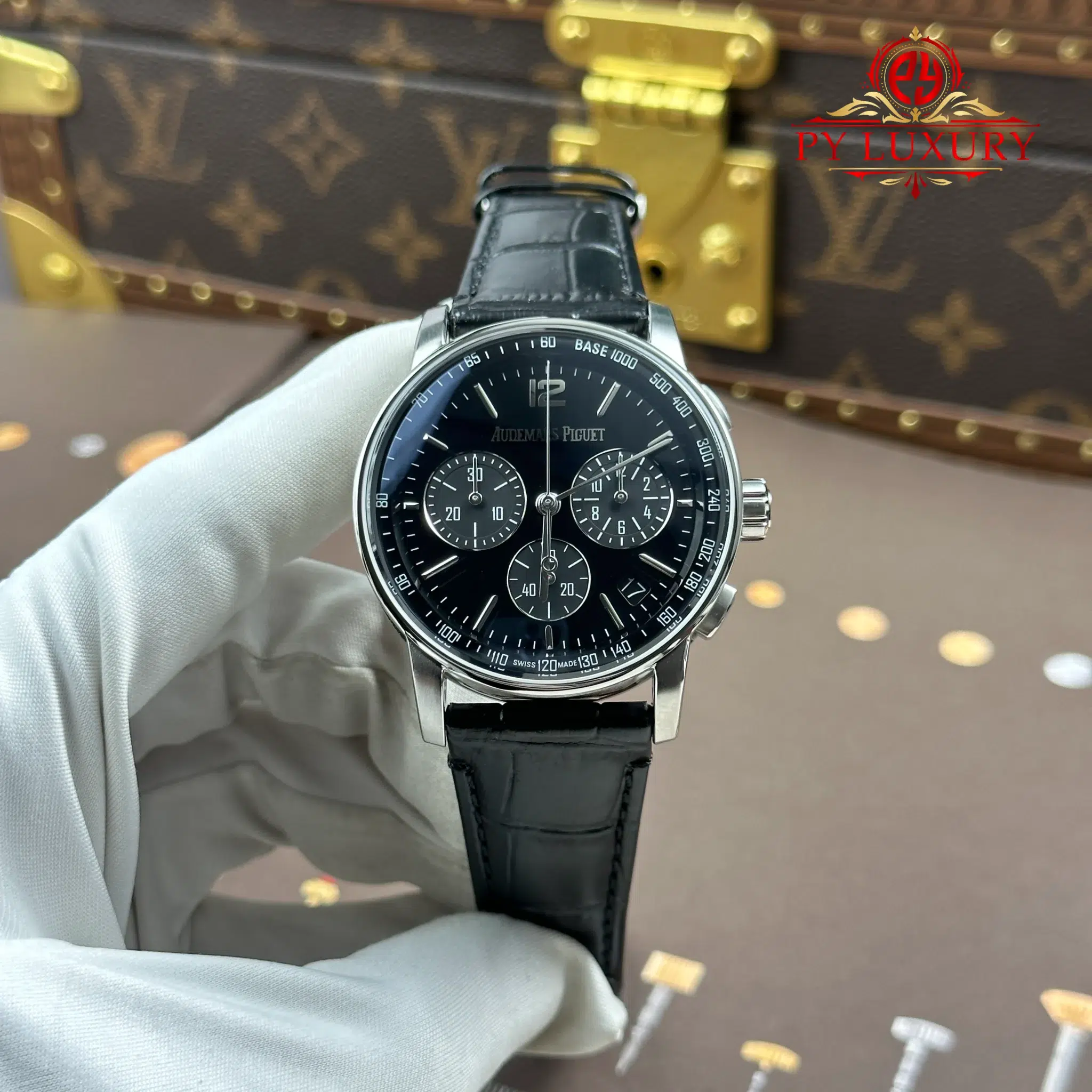 Audemars Piguet Code 11.59 Chronograph 26393BC White Gold Black Dial Leather Strap 1:1 Best Replica APSF 41mm | WATCHREPLICAEXPERT
