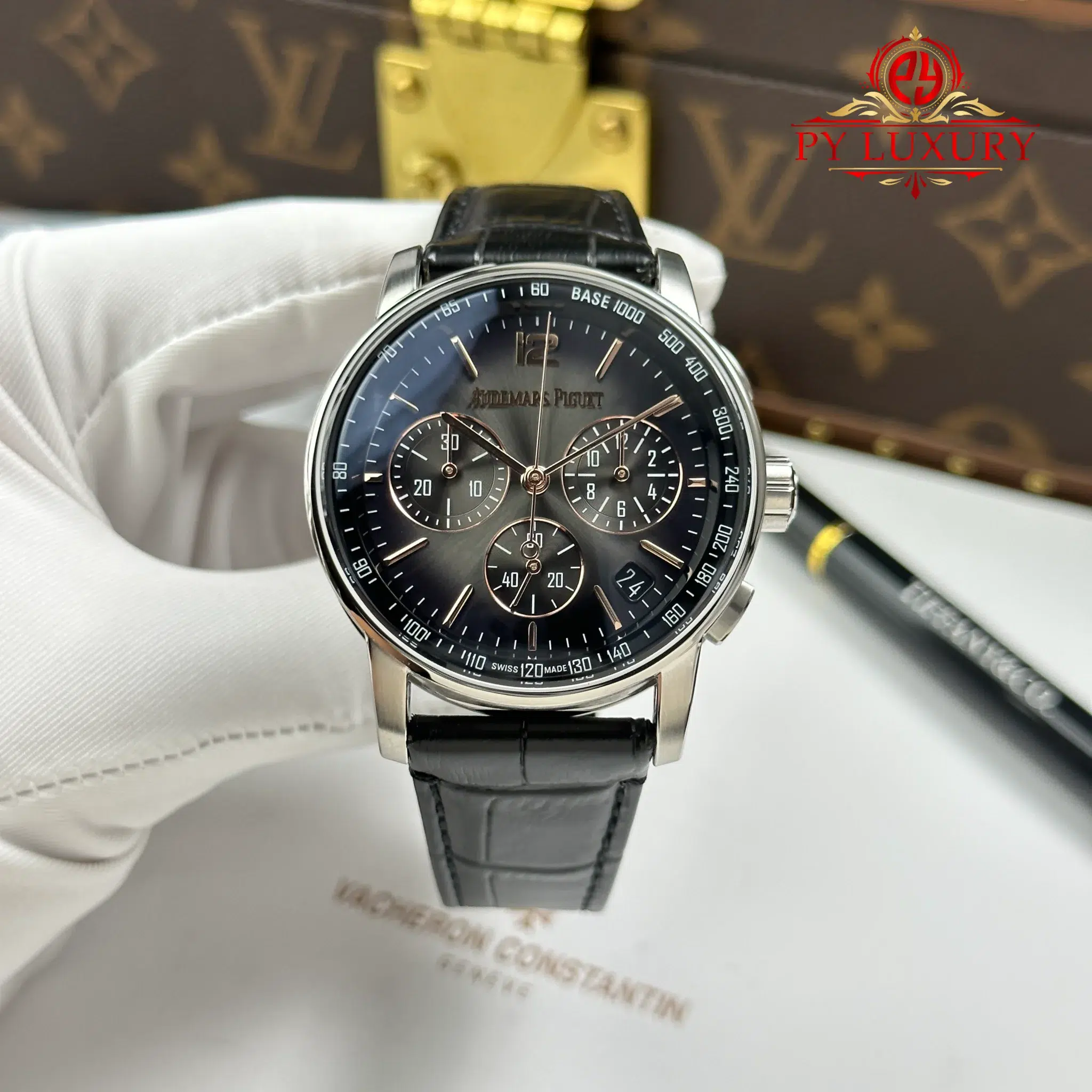 Audemars Piguet Code 11.59 Chronograph 26393CR Smoked Lacquered Grey Dial Leather Strap 1:1 Best Replica APSF 41mm | WATCHREPLICAEXPERT