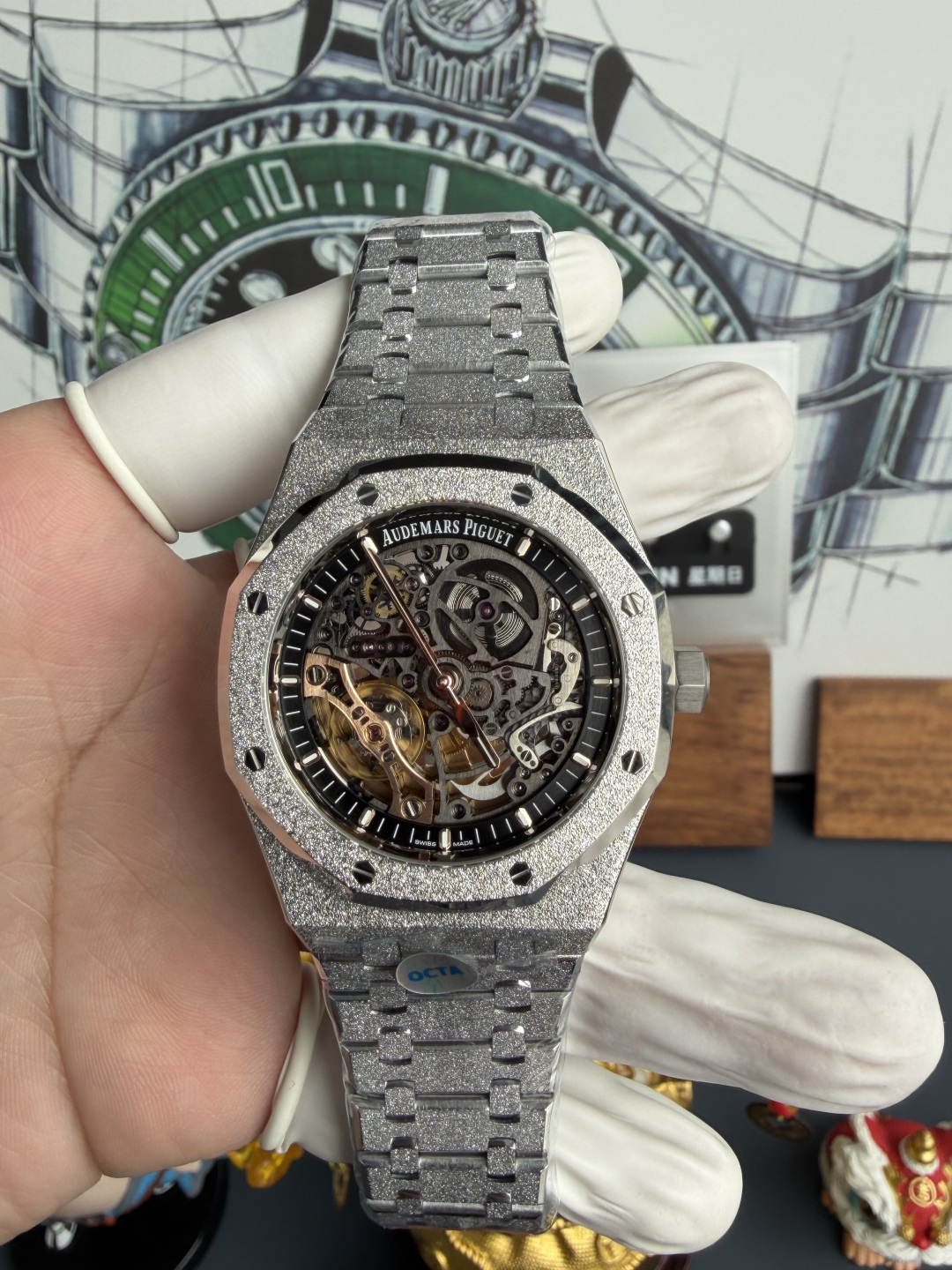 Audemars Piguet Royal Oak 15407BC Frosted Gold Openworked Skeleton Dial 1:1 Best Edition OCTA 41mm (Free Sprung) | WATCHREPLICAEXPERT