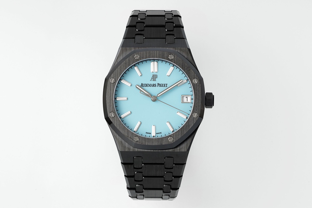 Audemars Piguet Royal Oak 15500 Black Ceramic Turquoise Dial Super Clone APSF 41mm | WATCHREPLICAEXPERT