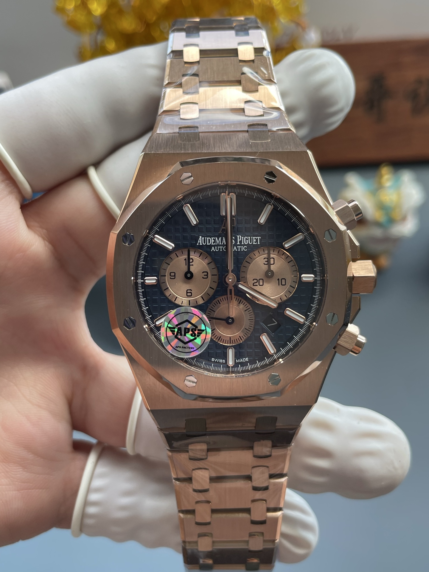 Audemars Piguet Royal Oak Chronograph 26331OR Rose Gold Blue Dial 1:1 Best Replica APSF 41mm | WATCHREPLICAEXPERT