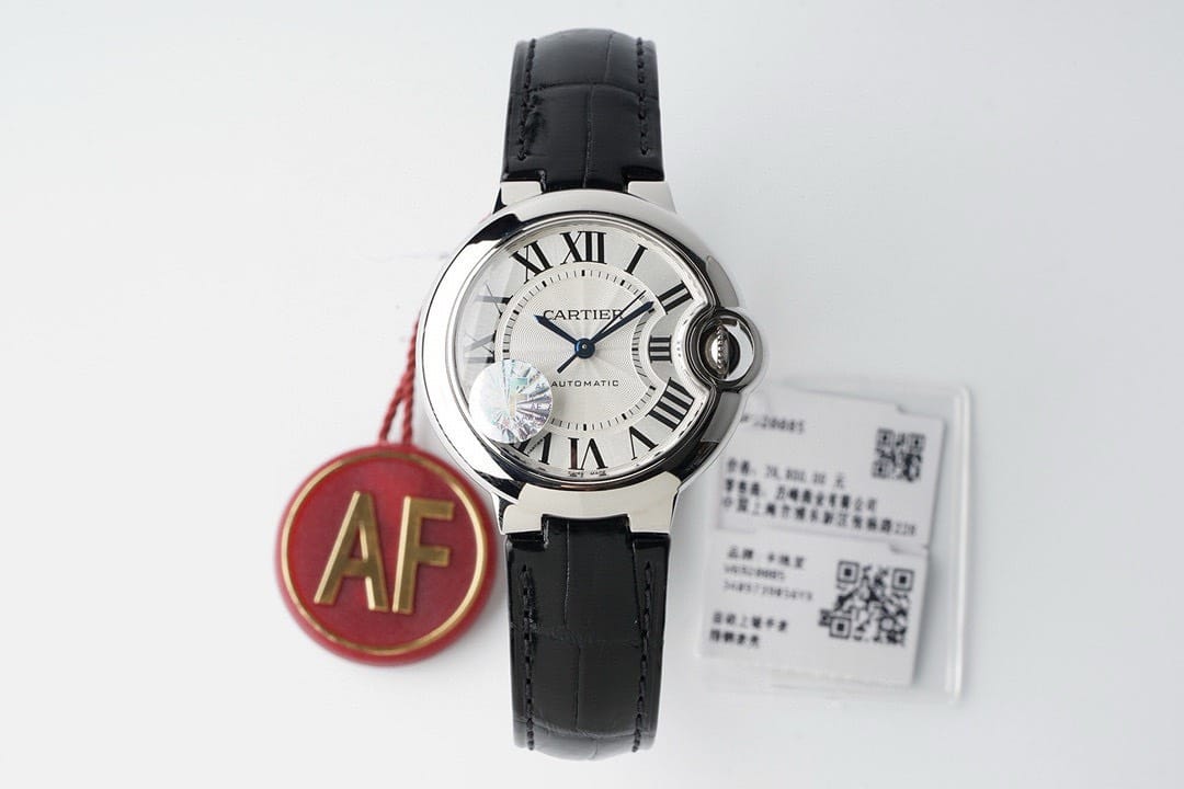 Cartier Ballon Bleu W6920085 White Dial Leather Quartz Movement Best Replica AF 33mm | WATCHREPLICAEXPERT