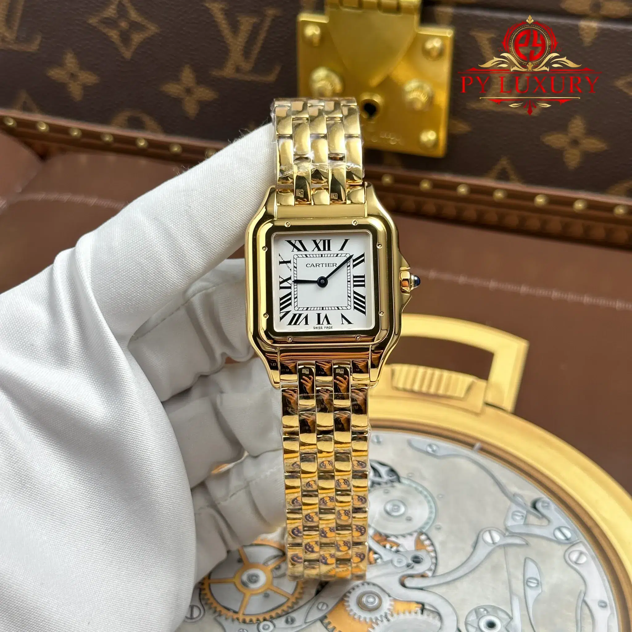 Cartier Panthere Large Model WGPN0051 Yellow Gold White Dial Best Replica BVF 31mm x 42mm | WATCHREPLICAEXPERT