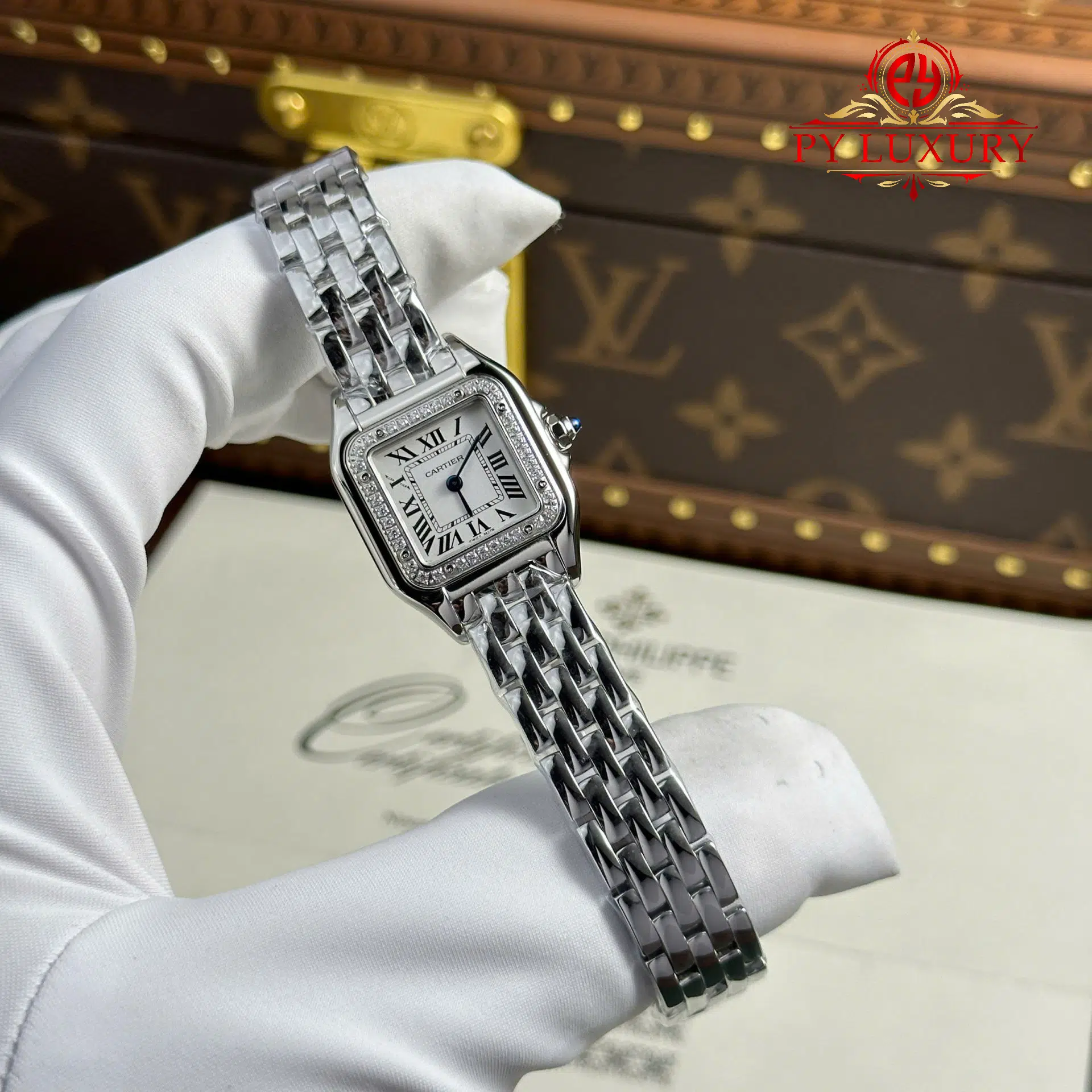 Cartier Panthère Steel Small Model White Dial Diamond Bezel Best Replica BVF 22mm x 30mm | WATCHREPLICAEXPERT