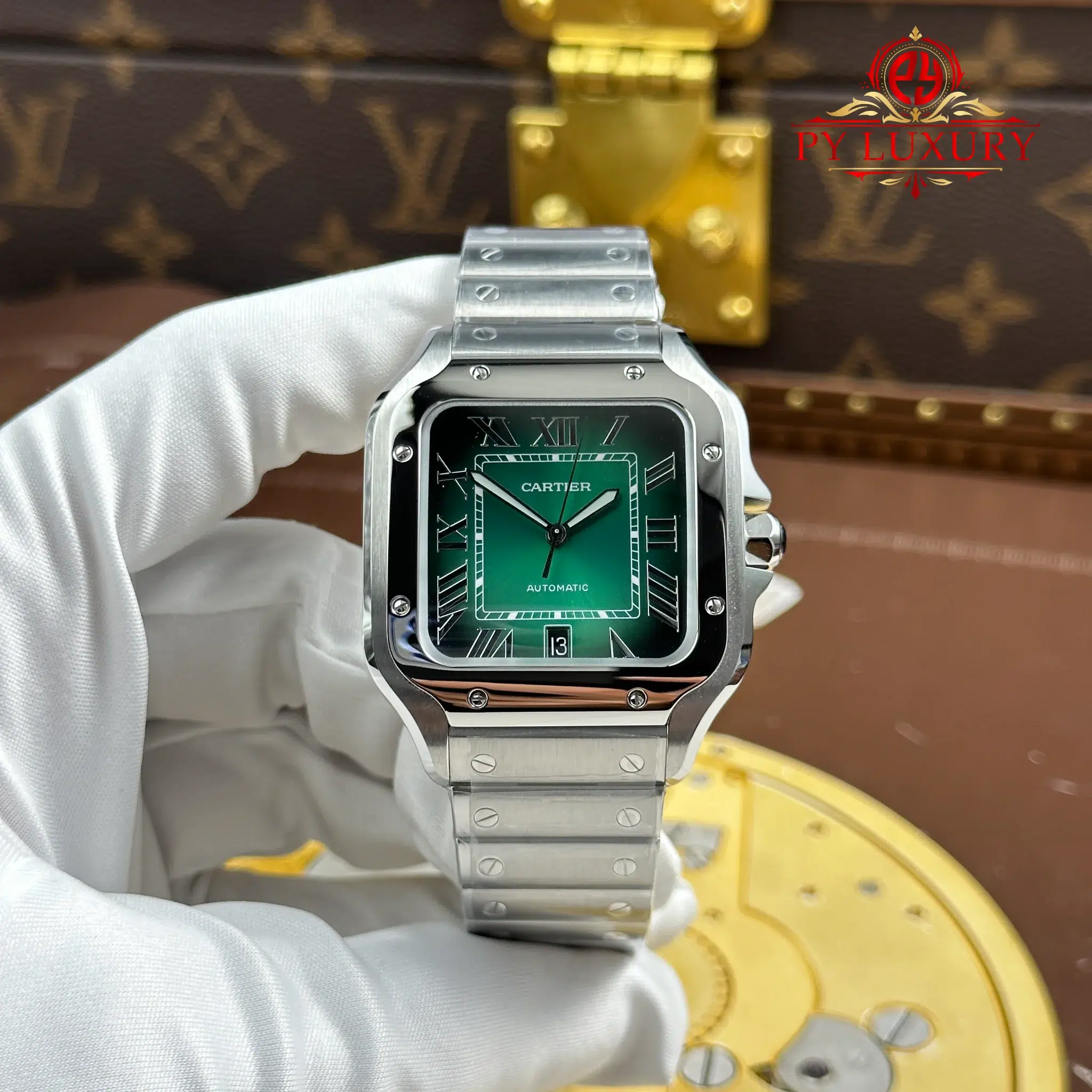 Cartier Santos Large Model Green Dial Best Replica BVF 39.8mm | WATCHREPLICAEXPERT