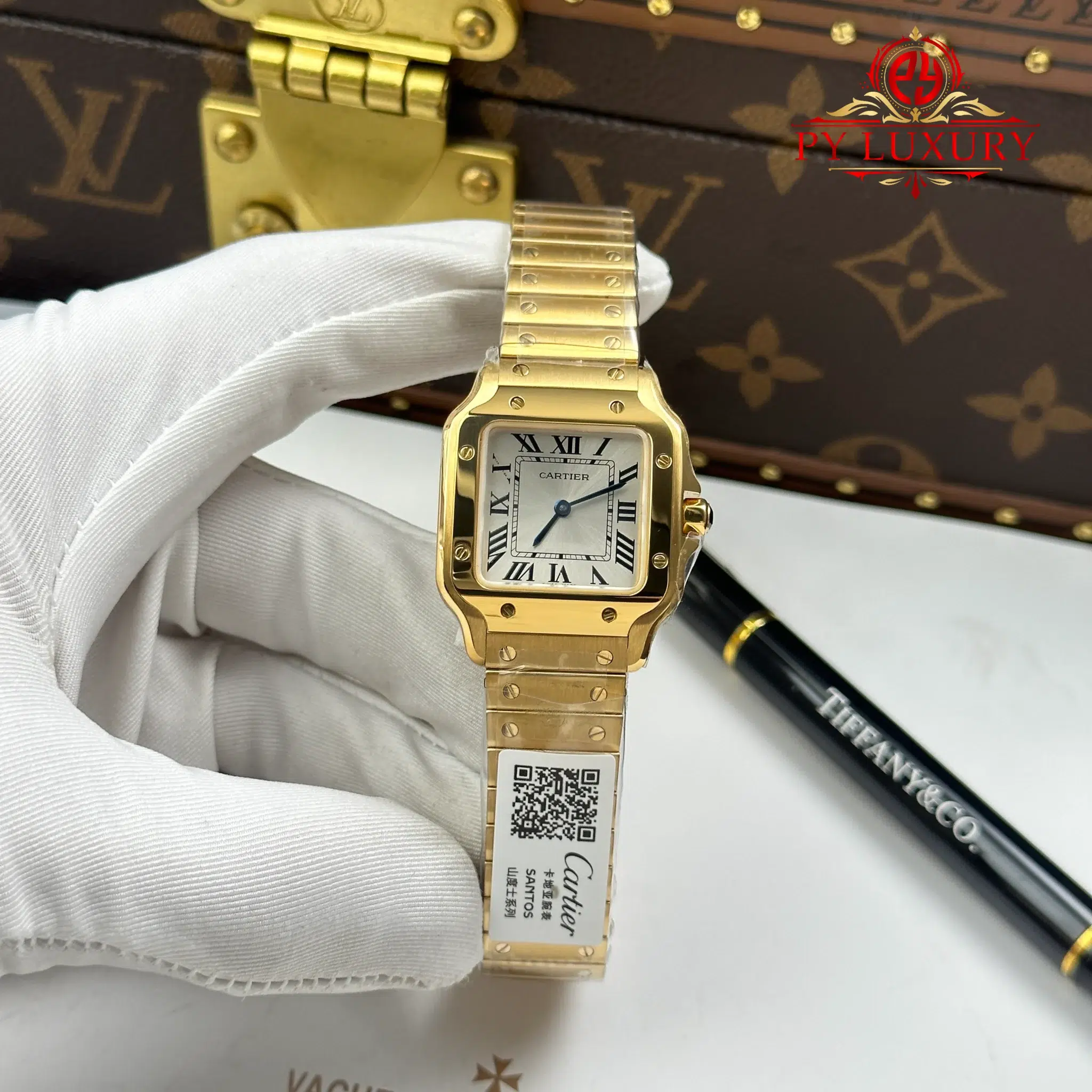 Cartier Santos WGSA0107 Yellow Gold Mini Model Silver Dial Quartz Best Replica 27mm | WATCHREPLICAEXPERT