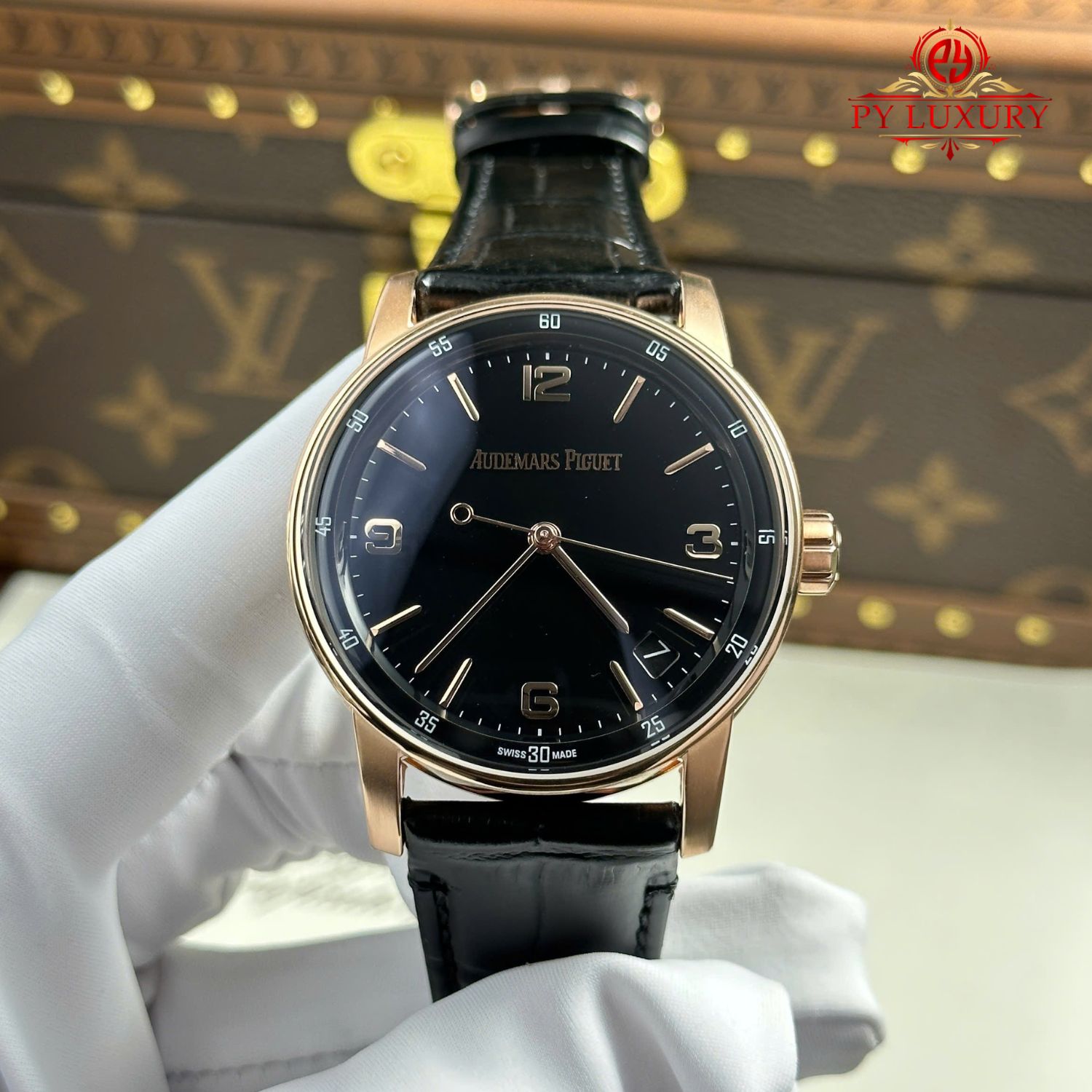 Đồng Hồ Audemars Piguet Code 11.59 Automatic 15210OR Vàng Hồng Mặt Đen Dây Da Rep 1:1 APSF 41mm | WATCHREPLICAEXPERT