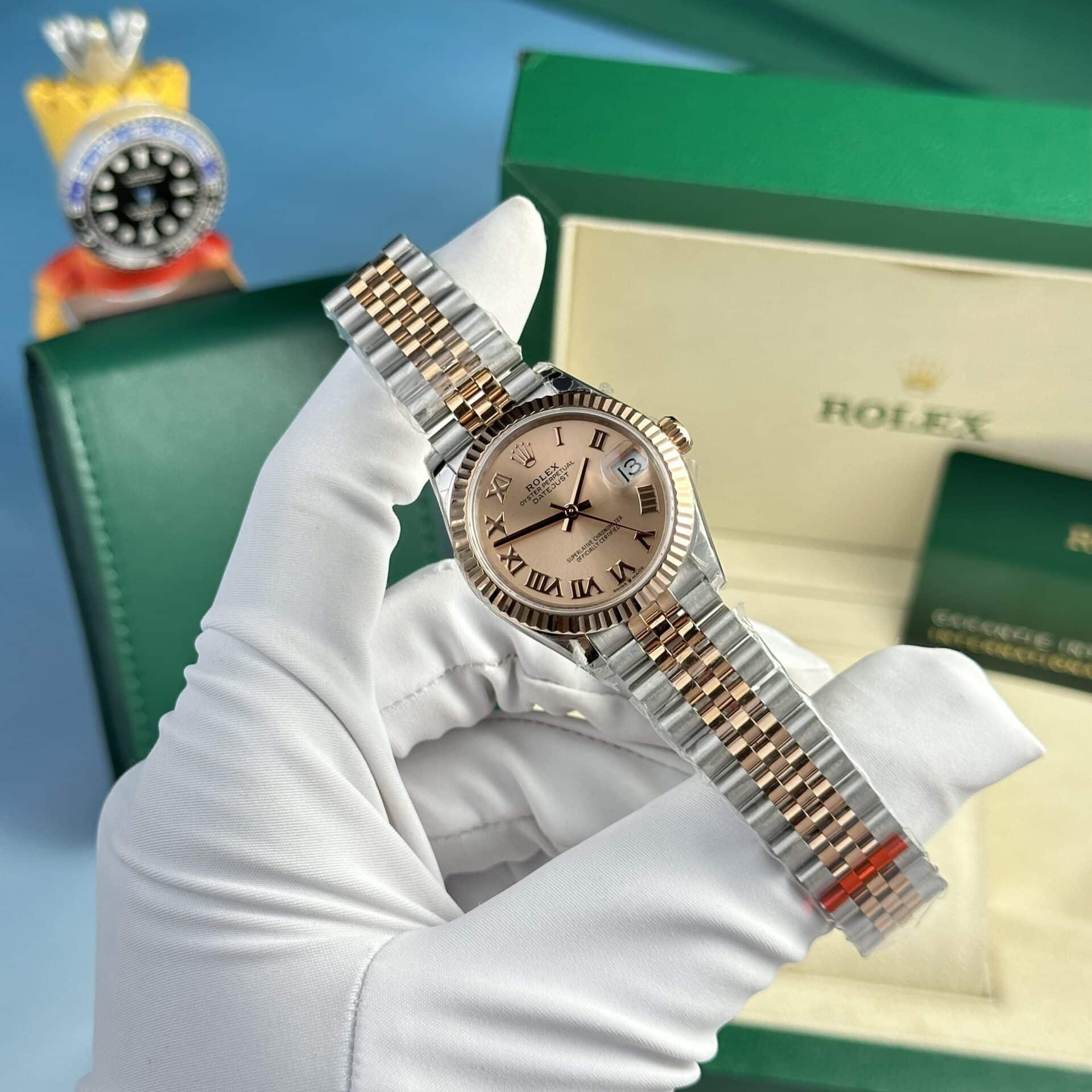 Đồng Hồ Nữ Rolex Datejust 278271-0006 Demi Vàng Hồng Mặt Số Màu Hoa Hồng Replica 31mm | WATCHREPLICAEXPERT