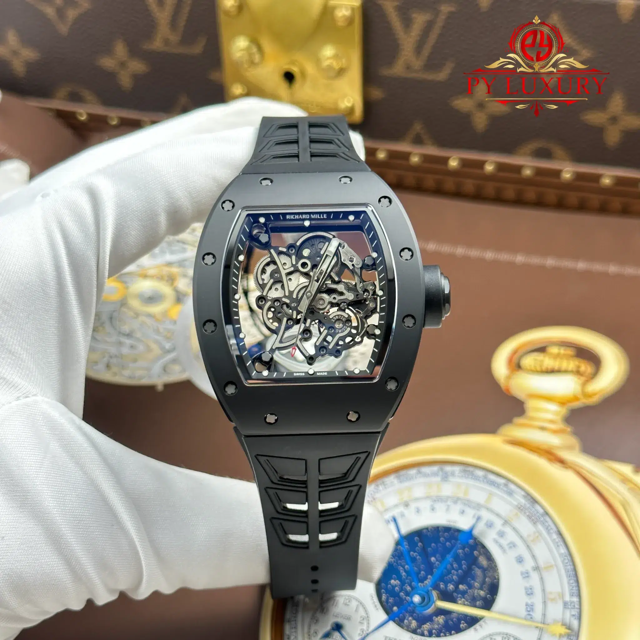 Đồng Hồ Richard Mille RM055 Bubba Watson Vỏ Gốm Đen Replica 1:1 Bản V4 ZF 42.7mm | WATCHREPLICAEXPERT