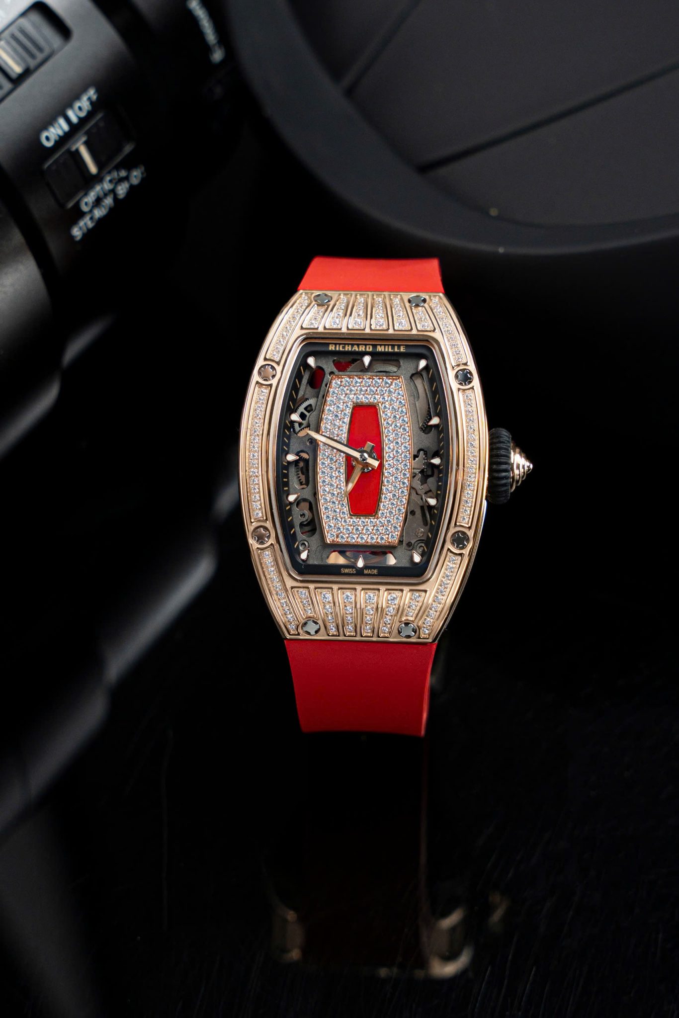 Đồng Hồ Richard Mille RM07-01 Vàng Hồng Mặt Số Jasper Đính Đá CZ Replica 1:1 Cao Nhất ZF 45.32 x 32.3mm | WATCHREPLICAEXPERT