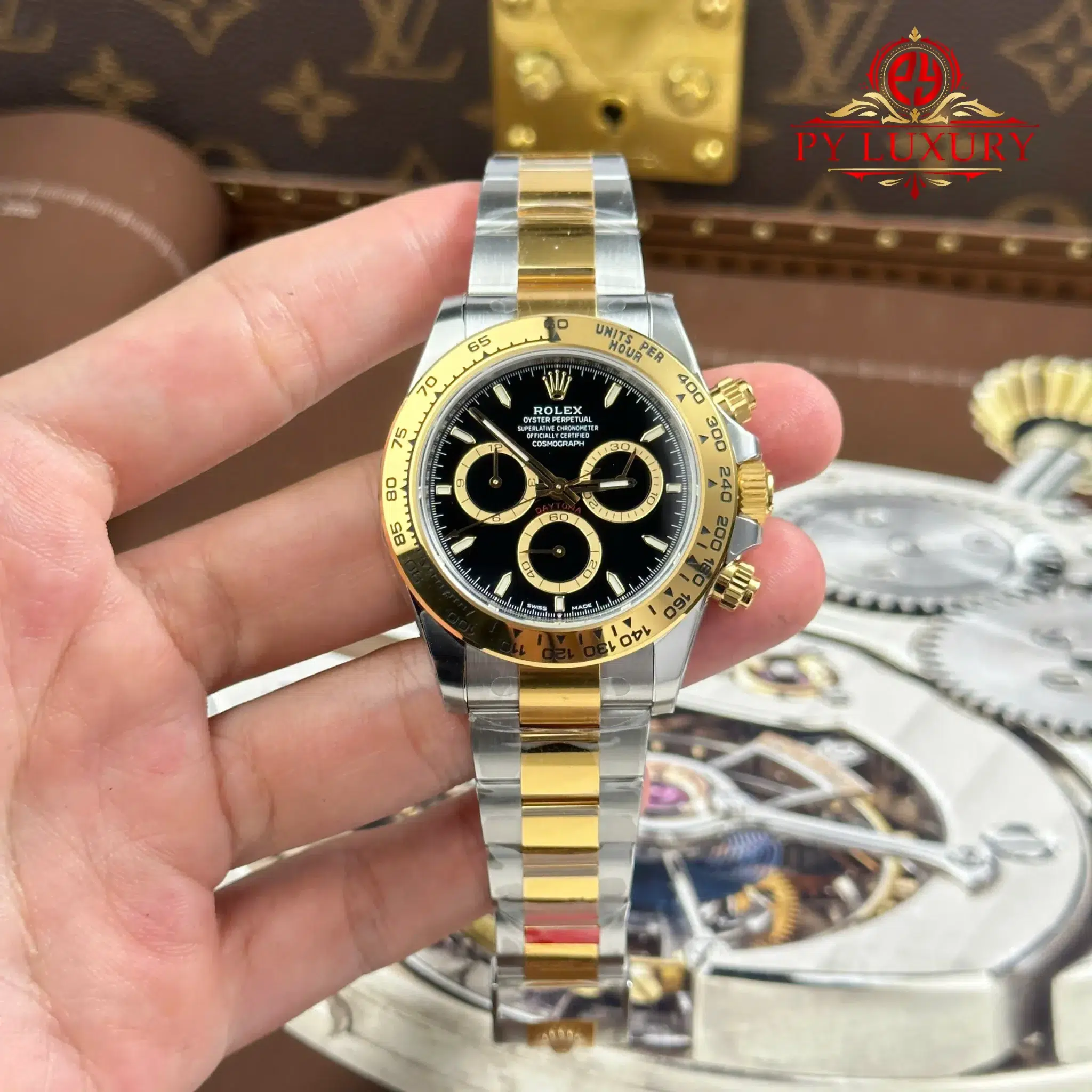 Đồng hồ Rolex Daytona 126503-0003 Demi Vàng Mặt Số Đen Replica 1:1 VSF 40mm | WATCHREPLICAEXPERT