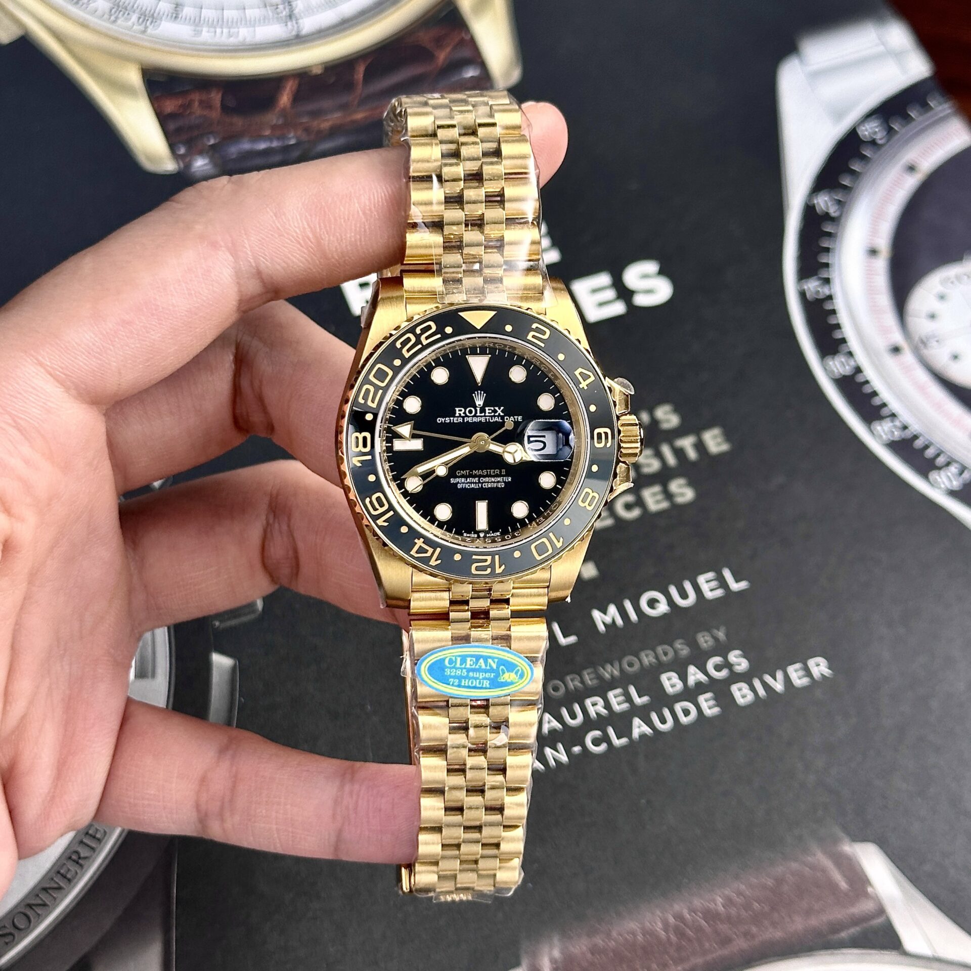 Đồng hồ Rolex GMT-Master II 126718GRNR-0001 Rep 1:1 Vàng Vàng Mặt Đen Clean Factory 40mm | WATCHREPLICAEXPERT