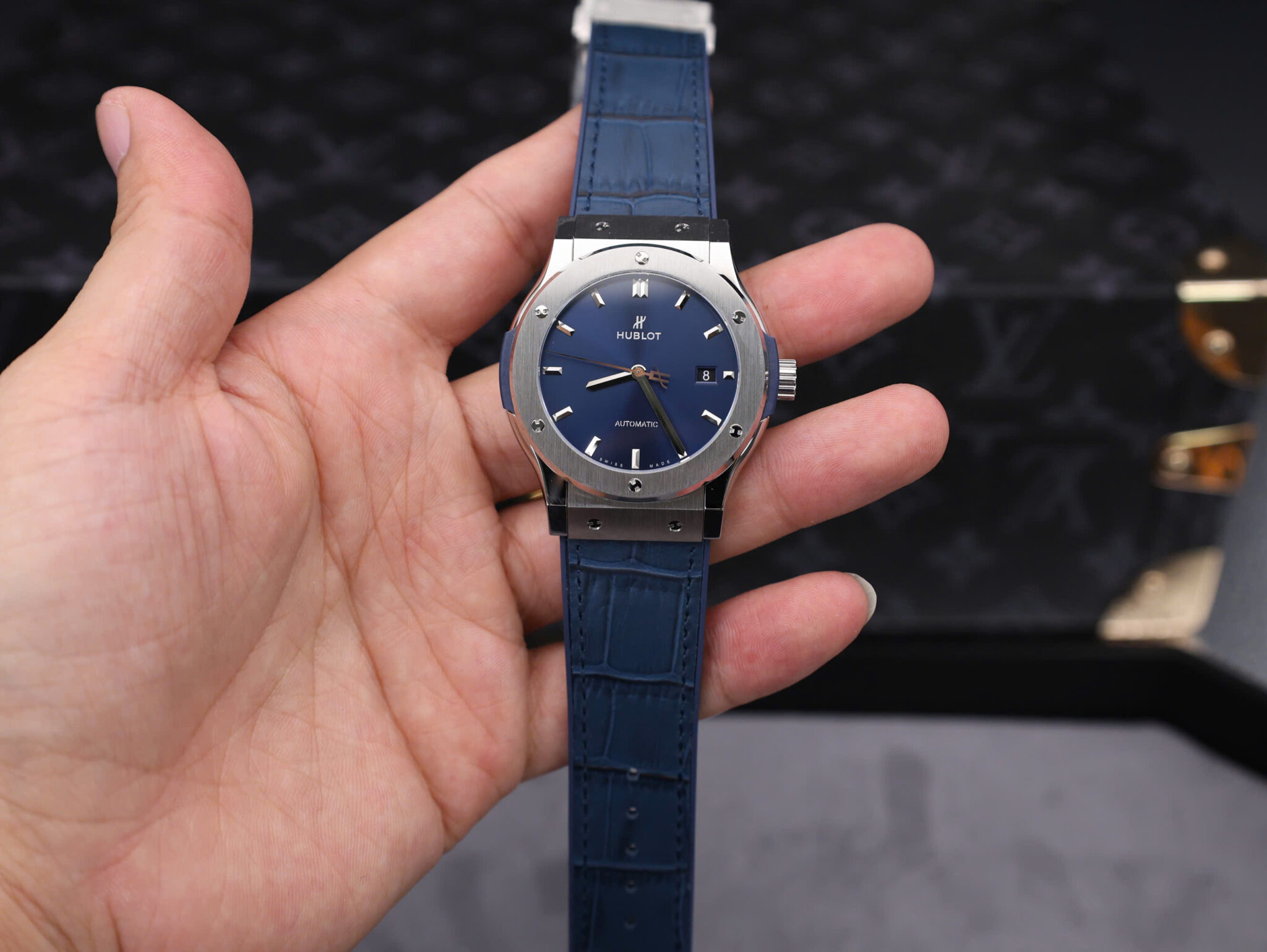 Hublot Classic Fusion Titanium Blue Dial Leather Strap 1:1 Replica 42mm | WATCHREPLICAEXPERT
