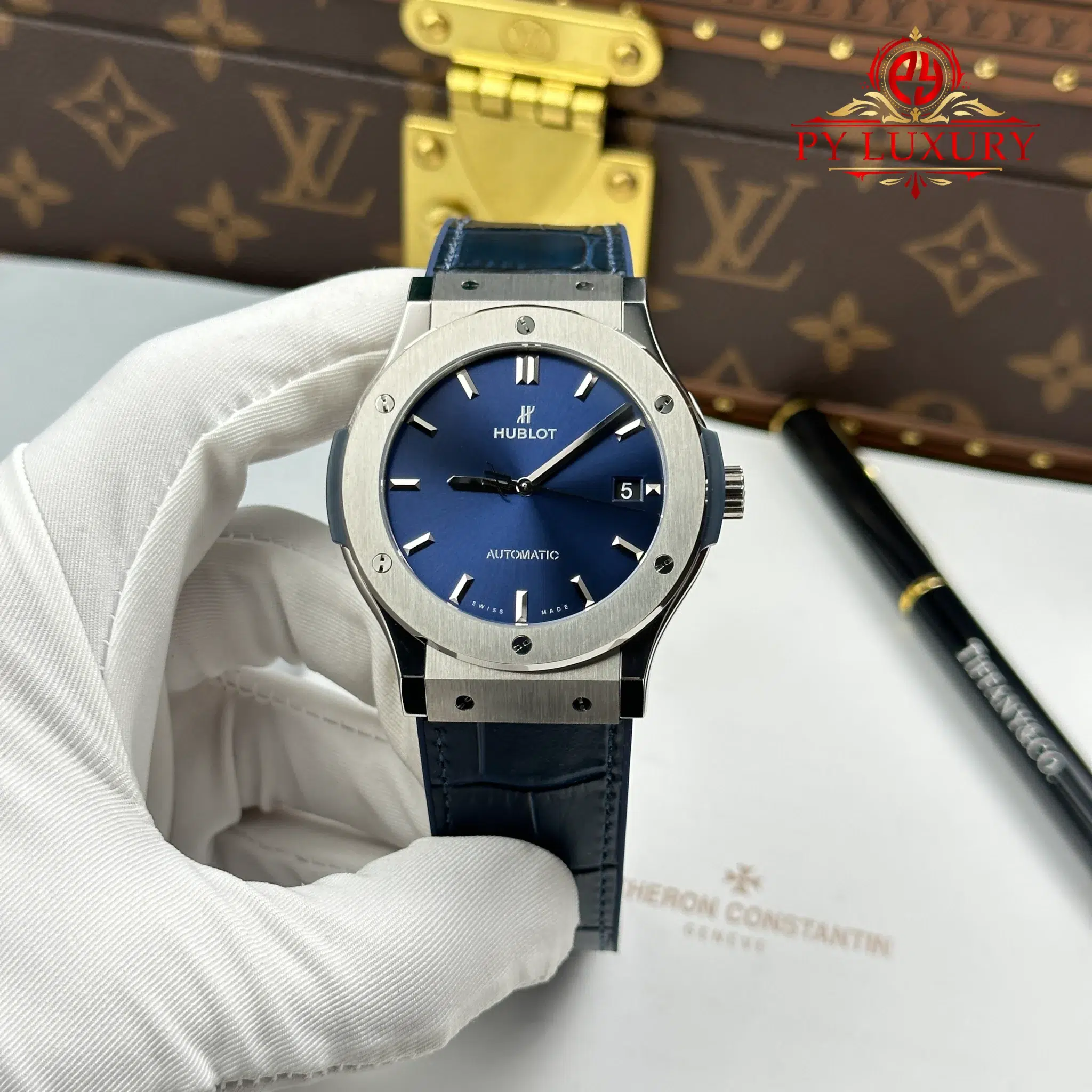 Hublot Classic Fusion Titanium Navy Blue Dial 1:1 Best Replica JJZ 45mm | WATCHREPLICAEXPERT