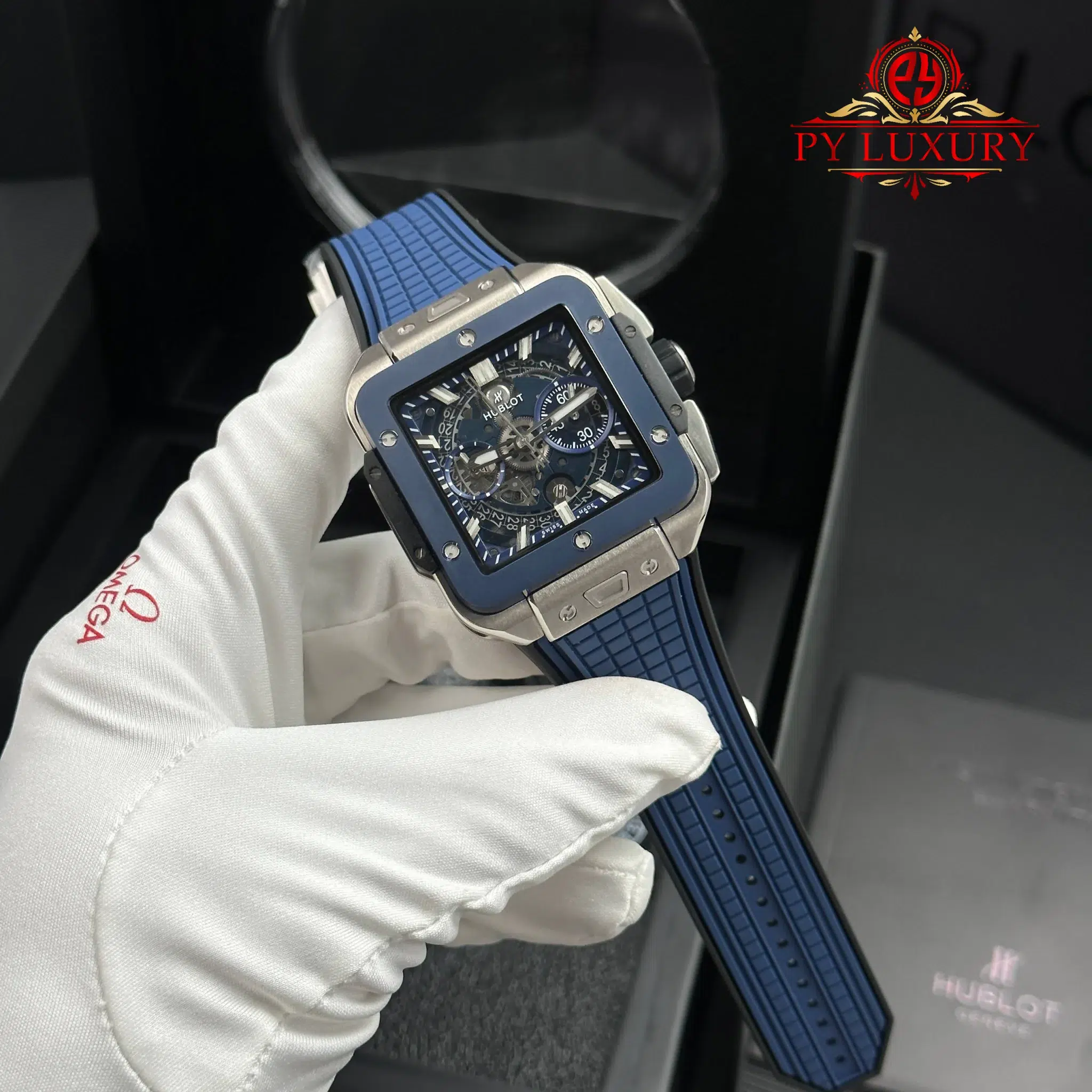 Hublot Square Bang Unico Titanium Ceramic Blue Best Replica BBF 42mm | WATCHREPLICAEXPERT