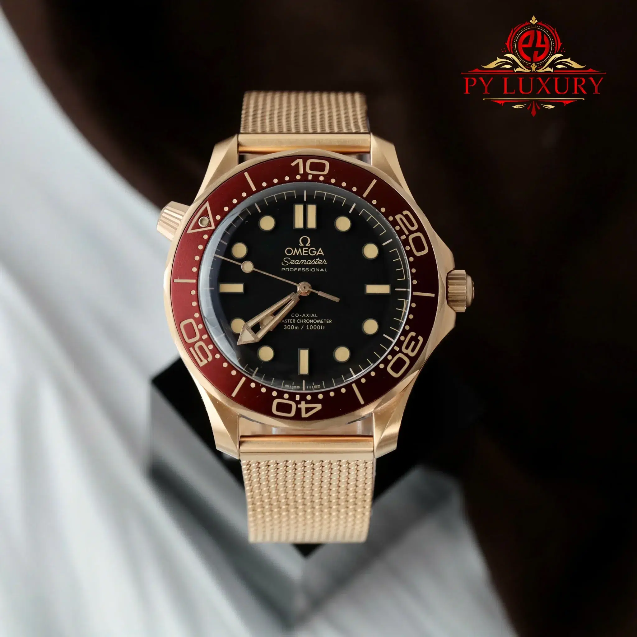 Omega Seamaster Diver 300M Bronze Gold on Bronze Gold Black Dial 1:1 Best Replica VSF 42mm | WATCHREPLICAEXPERT
