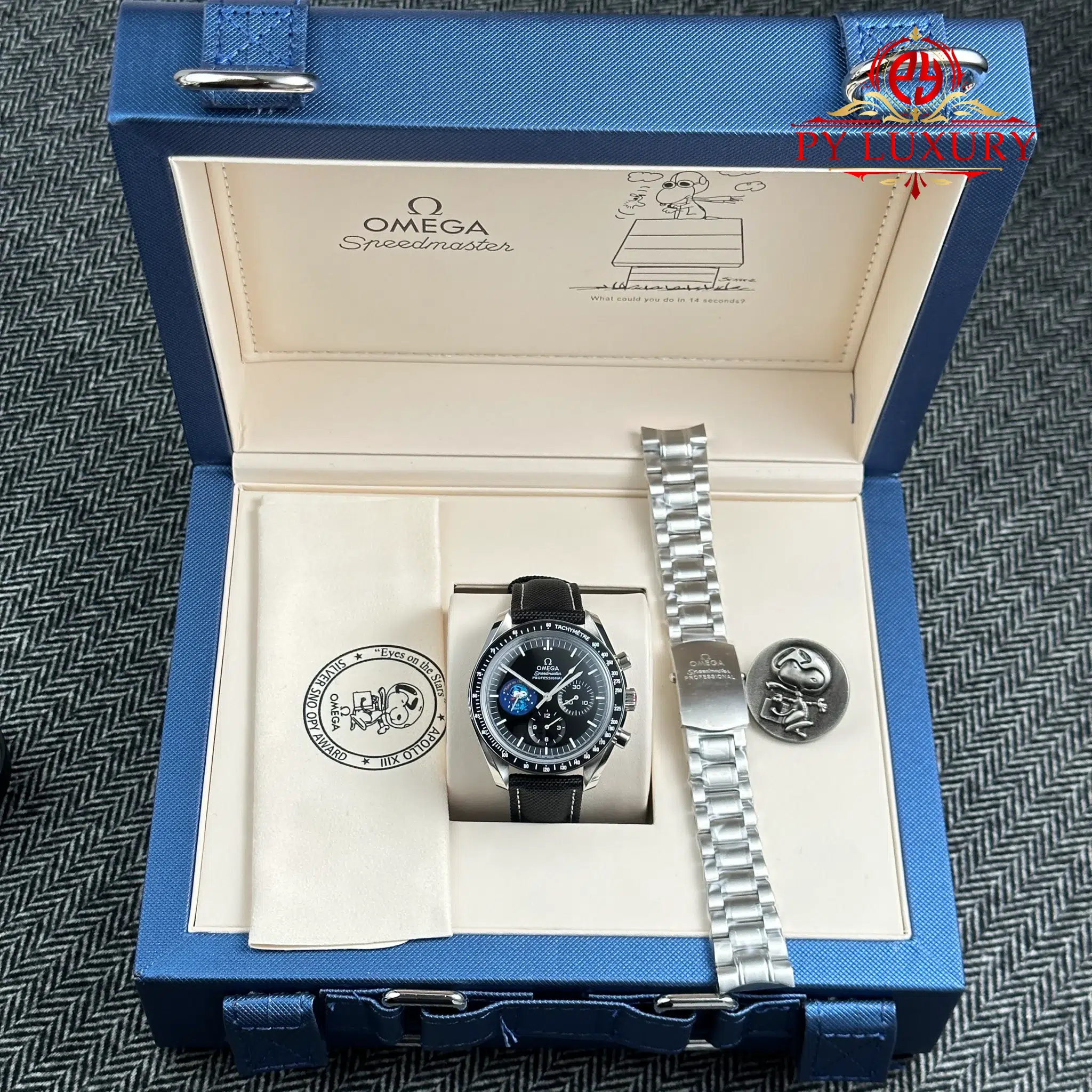 Omega Speedmaster Silver Snoopy 50th Anniversary Black Dial Best Replica 42mm | WATCHREPLICAEXPERT