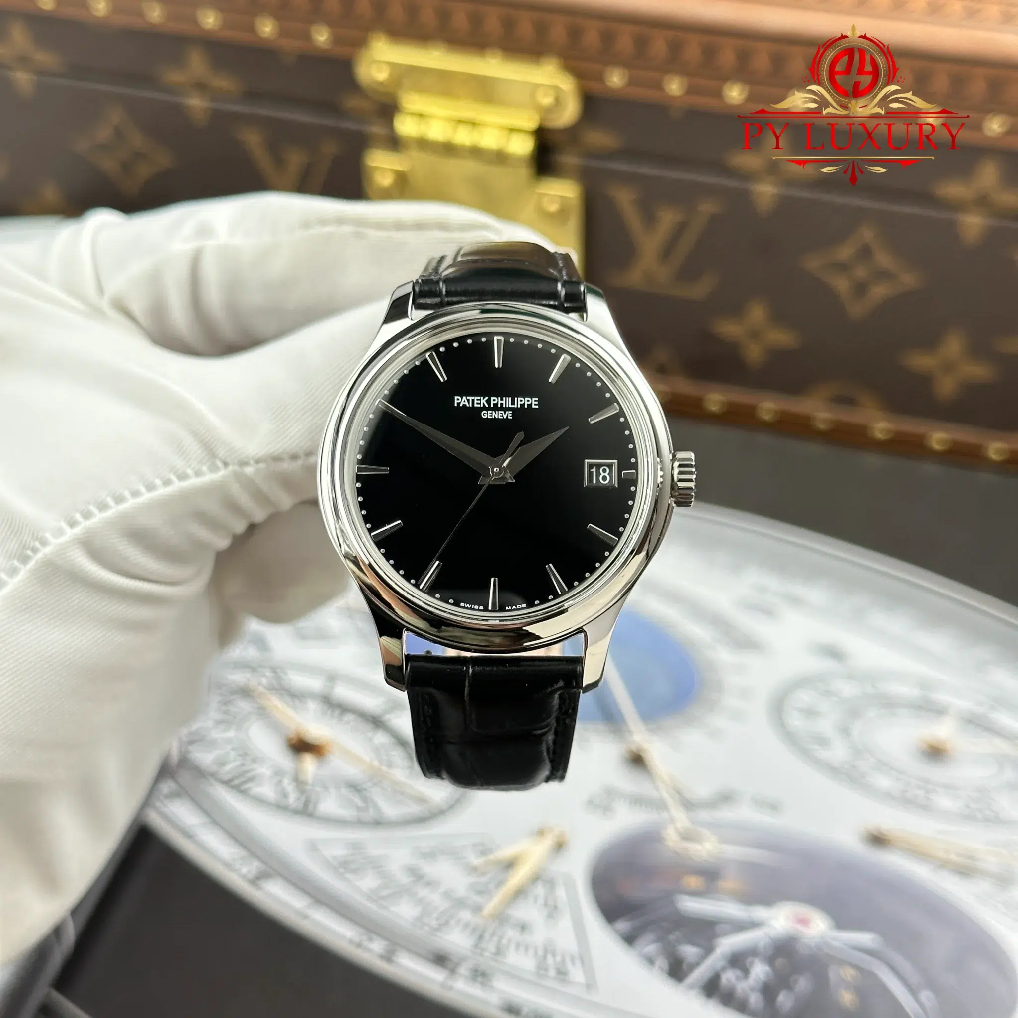 Patek Philippe Calatrava 5227G-010 Black Dial Leather Strap Best Replica 3KF 39mm | WATCHREPLICAEXPERT