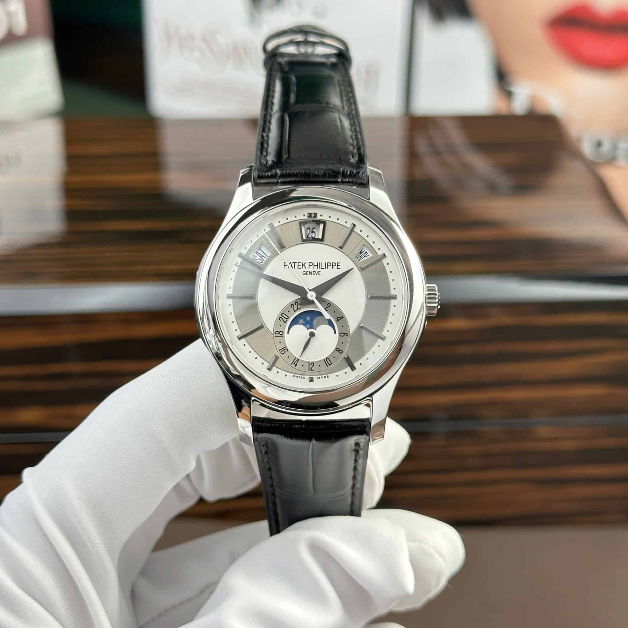 Patek Philippe Complications 5205R-001 White Grey Dial Leather Replica GRF 40mm | WATCHREPLICAEXPERT