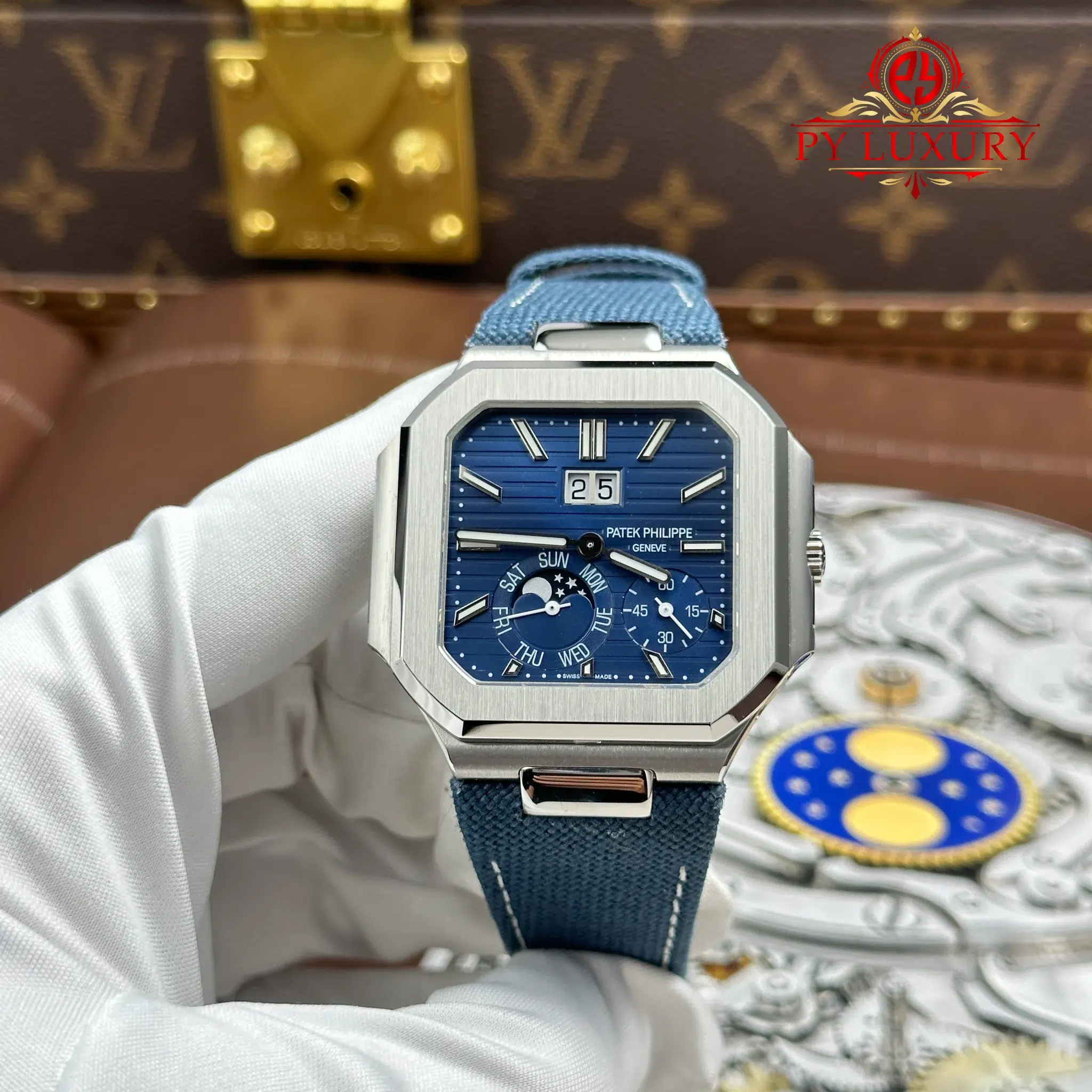 Patek Philippe Cubitus 5822P-001 Blue Dial Textile Strap 1:1 Best Replica 45mm | WATCHREPLICAEXPERT