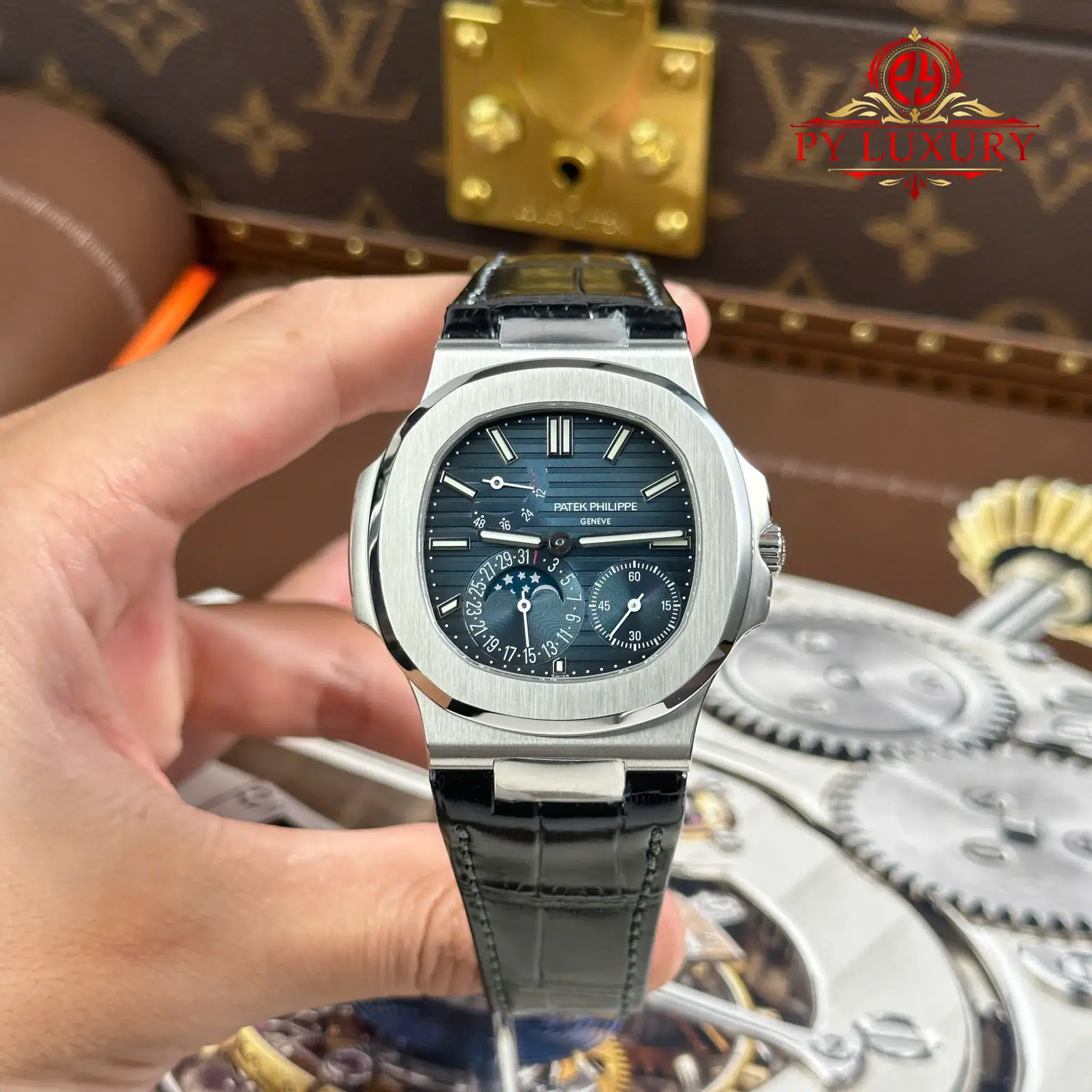 Patek Philippe Nautilus 5712 Blue Dial Leather Best Quality Replica PPF V3 40mm | WATCHREPLICAEXPERT