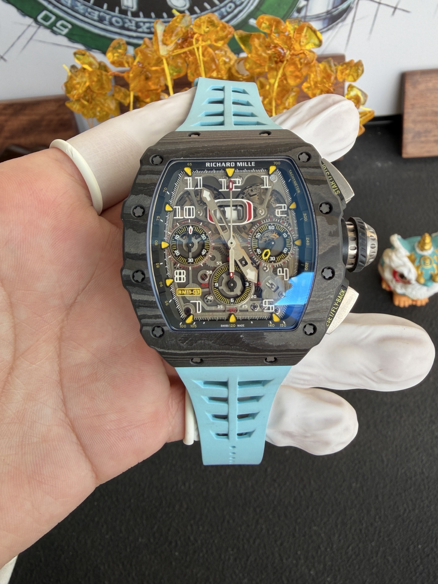 Richard Mille RM11-03 Black Carbon TPT Automatic Chronograph 1:1 Super Clone 49.94 x 44.5mm | WATCHREPLICAEXPERT