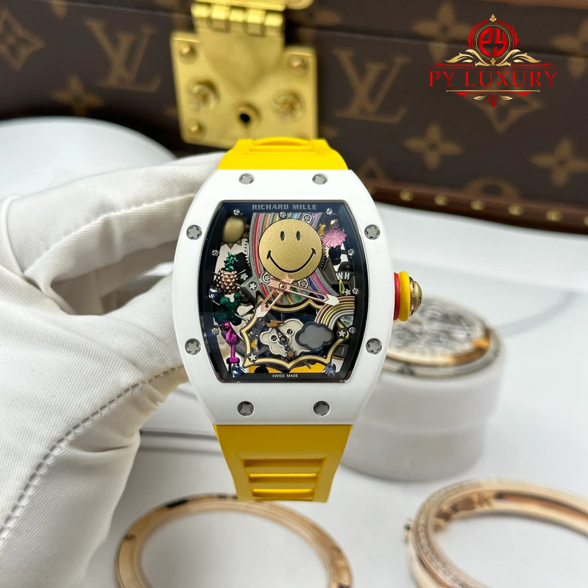 Richard Mille RM88 Automatic Tourbillon Smiley White Ceramic Best Replica 48.15 x 39.74 mm | WATCHREPLICAEXPERT