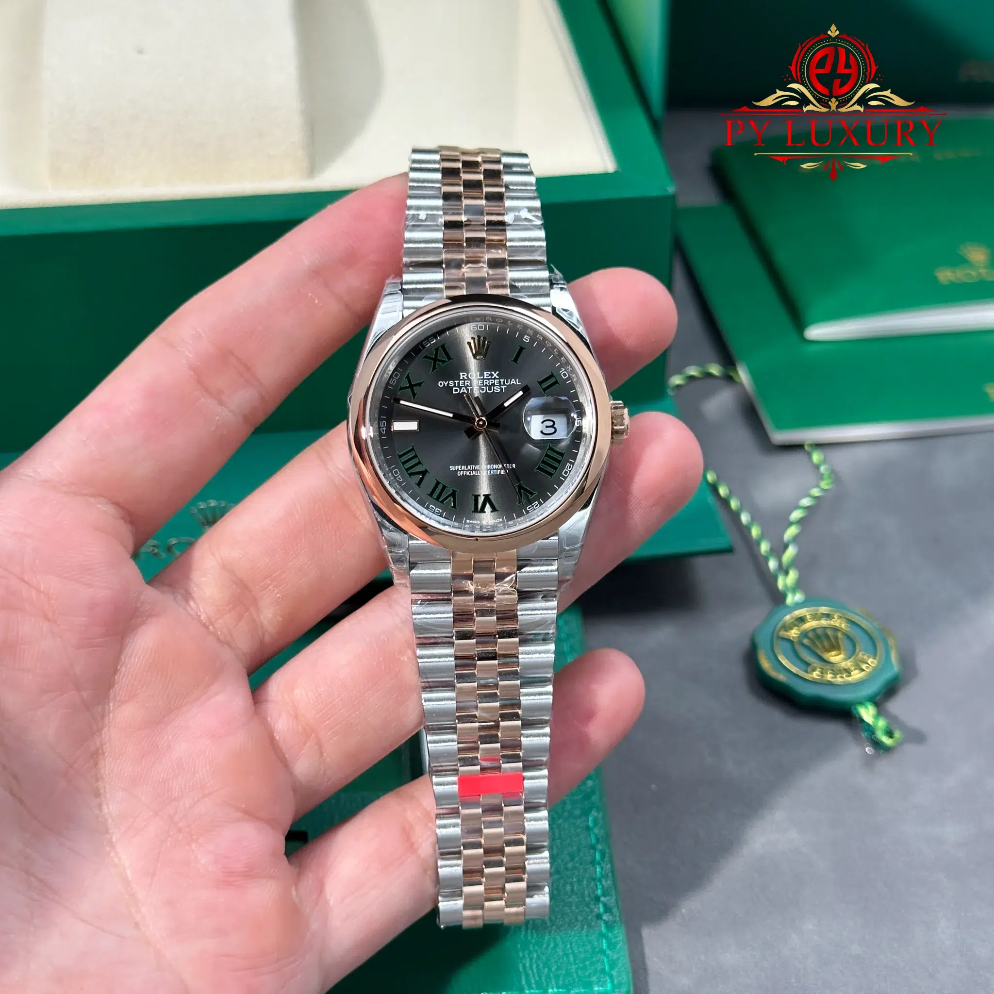 Rolex Datejust 126201-0029 Steel & Rose Gold Wimbledon Smooth Bezel Jubilee Bracelet 1:1 Best Replica VSF 36mm | WATCHREPLICAEXPERT