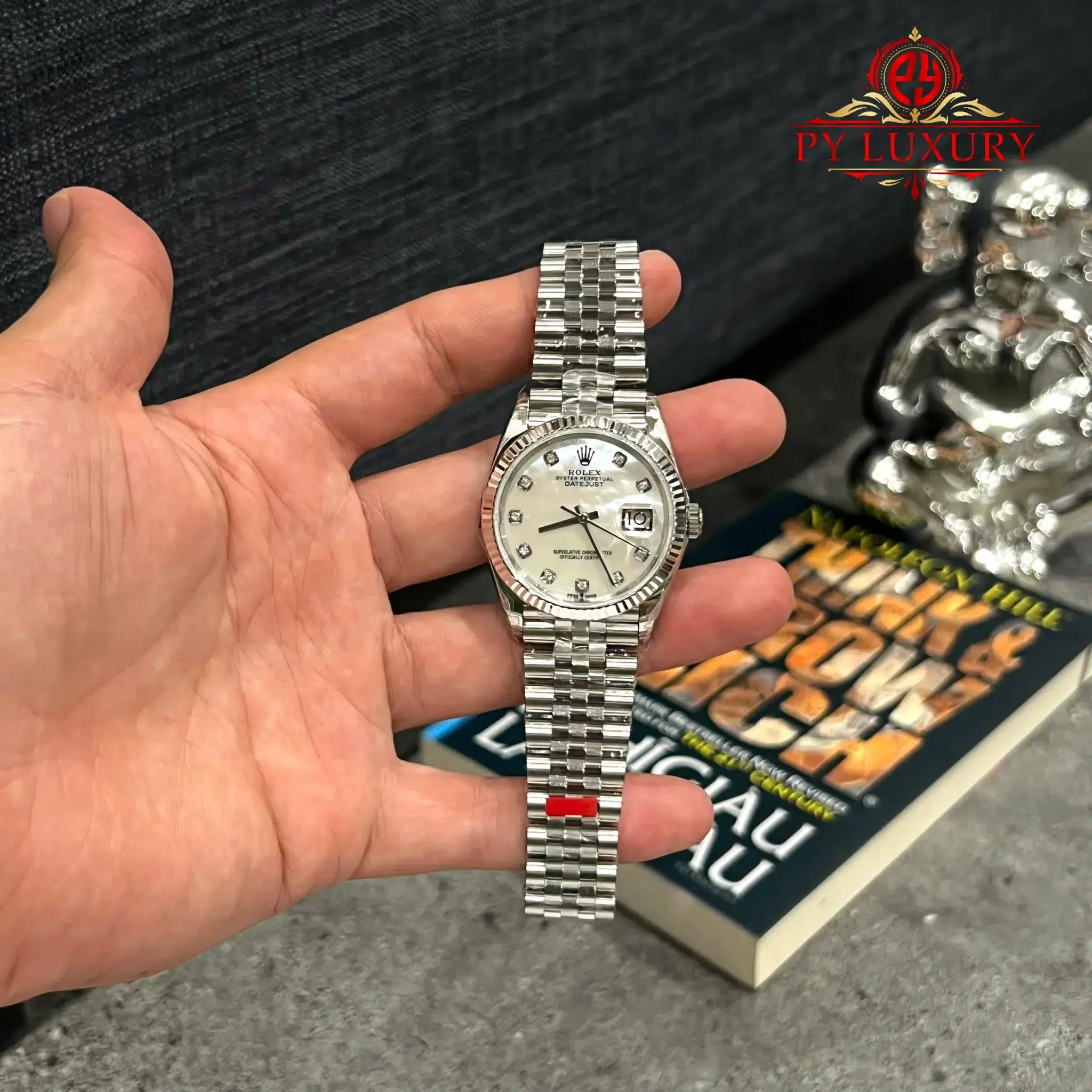Rolex Datejust 126234 Custom Natural MOP Dial Moissanite Hour Markers Jubilee Bracelet 1:1 Best Replica VSF 36mm | WATCHREPLICAEXPERT