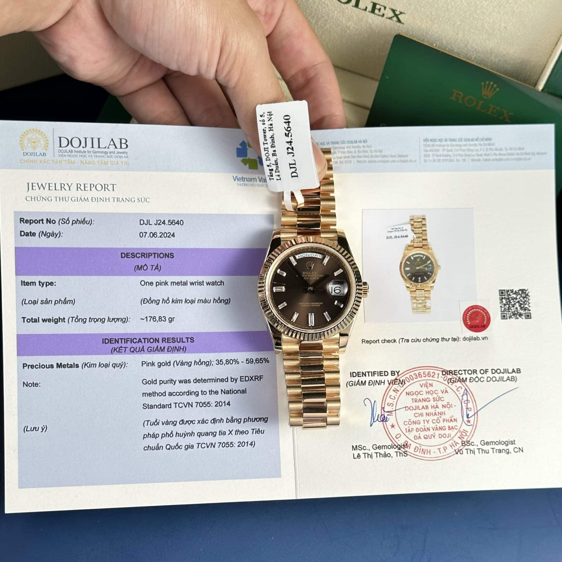 Rolex Day-Date 228235 18K Rose Gold Wrapped Chocolate Diamond Dial 177g V3 GMF Super Clone 40mm | WATCHREPLICAEXPERT