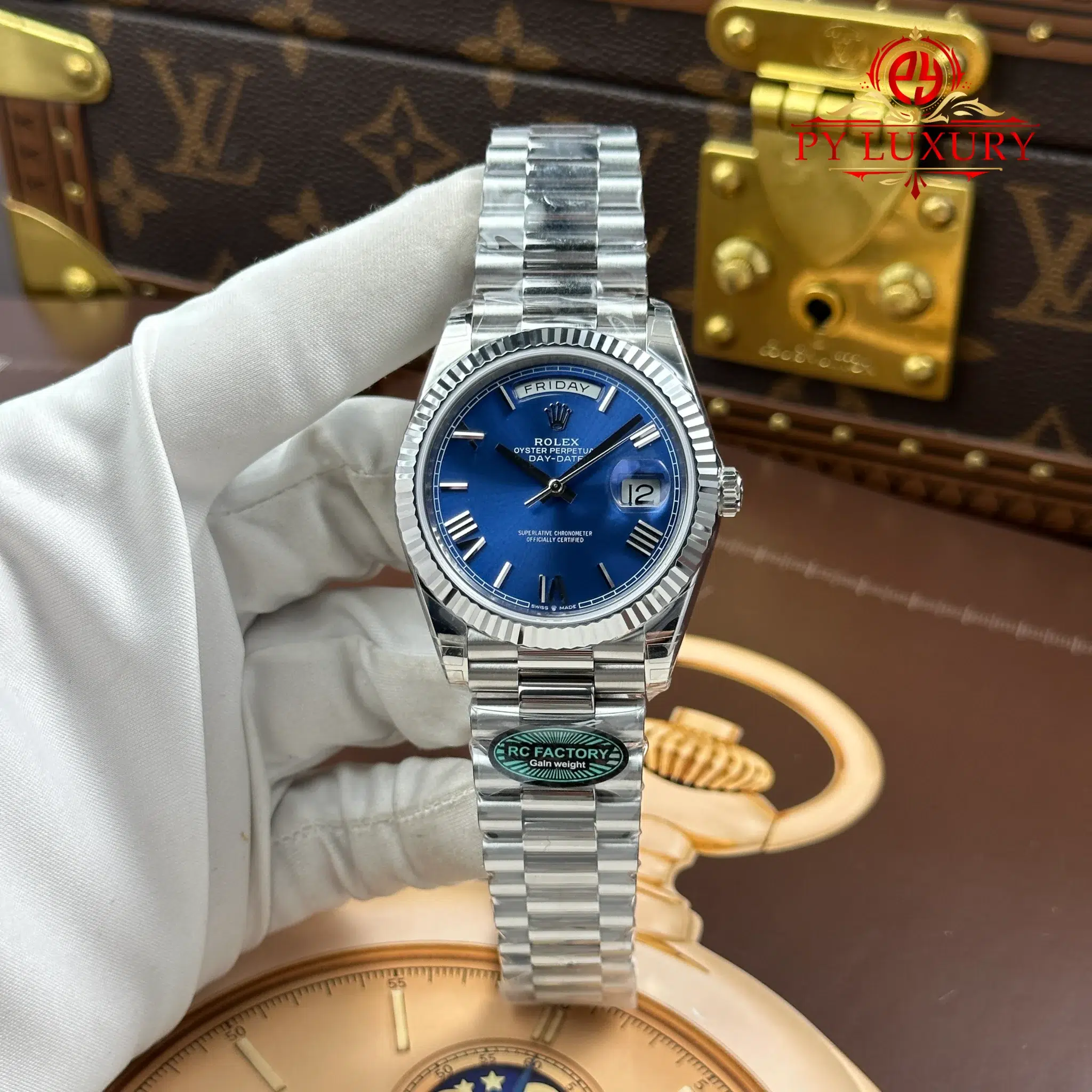Rolex Day-Date 228239-0007 Bright Blue Dial 1:1 Super Clone 210g RC Factory 40mm | WATCHREPLICAEXPERT
