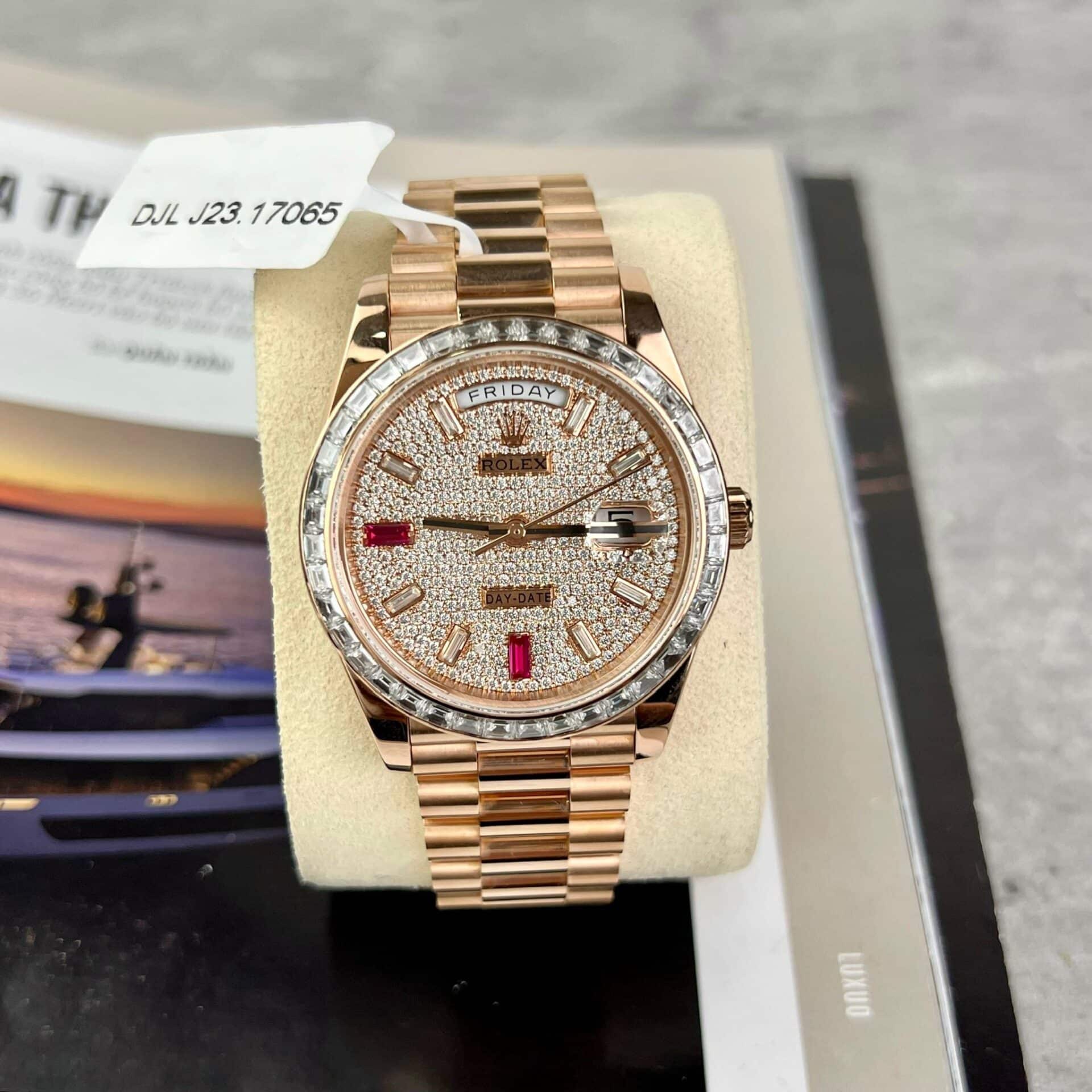 Rolex Day-Date 228345RBR 18K Gold Wrapped Customized Baguette Moissanite 40mm | WATCHREPLICAEXPERT
