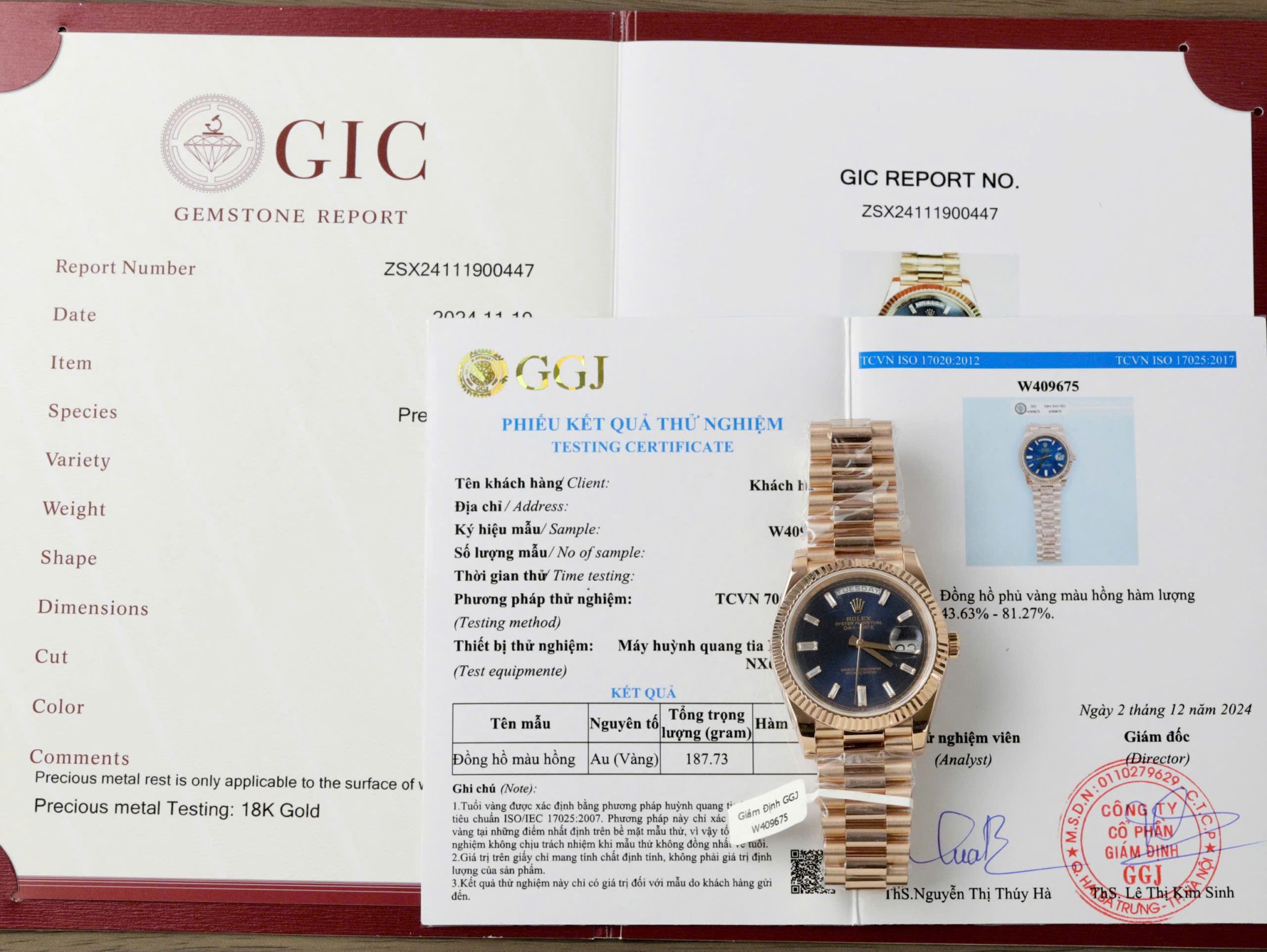 Rolex Day-Date 40 Blue Baguette Dial 18K Rose Gold Wrapped Best Replica Q Factory 40mm | WATCHREPLICAEXPERT