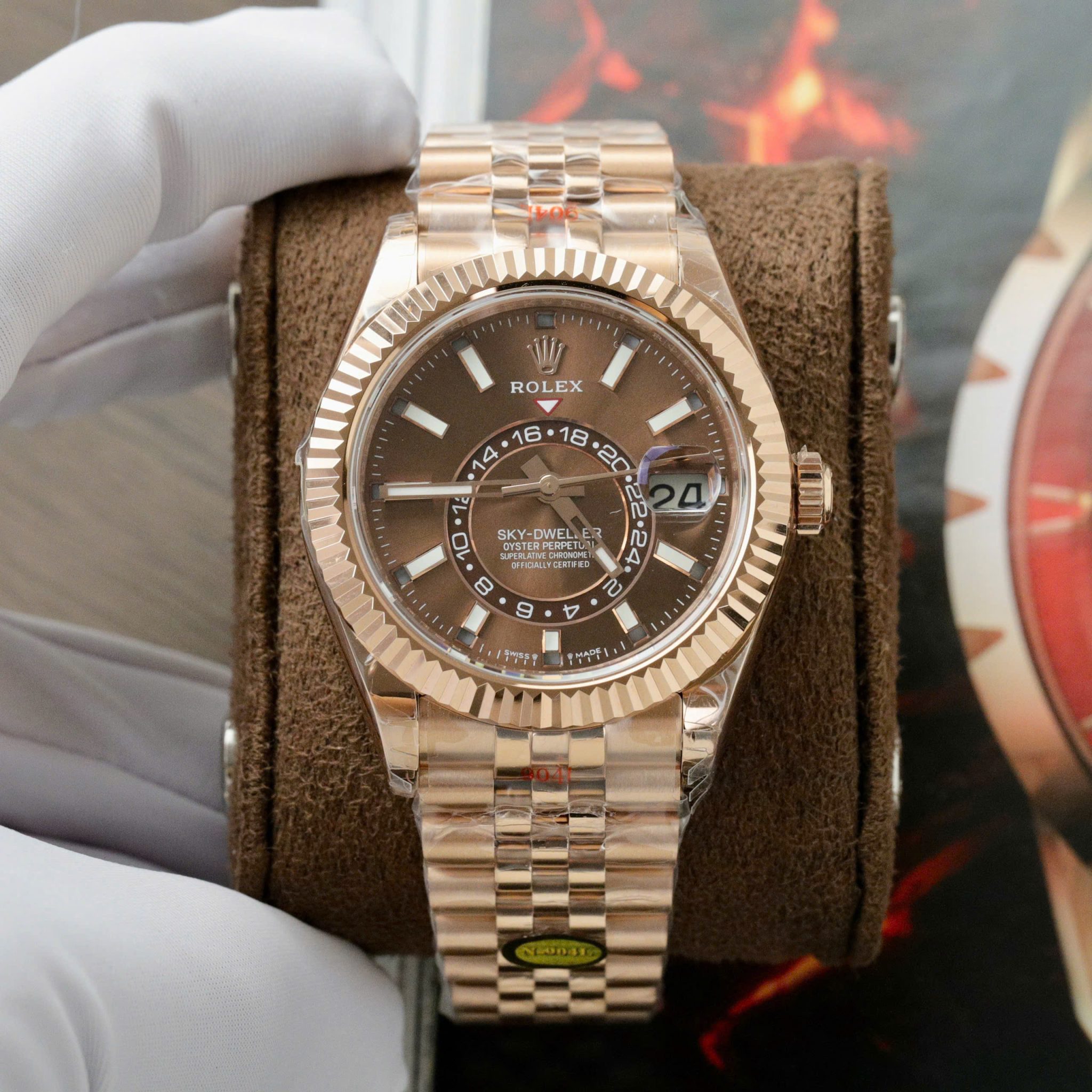 Rolex Sky-Dweller 336935-0006 Rose Gold Chocolate Dial Jubilee Bracelet Best Replica 42mm | WATCHREPLICAEXPERT